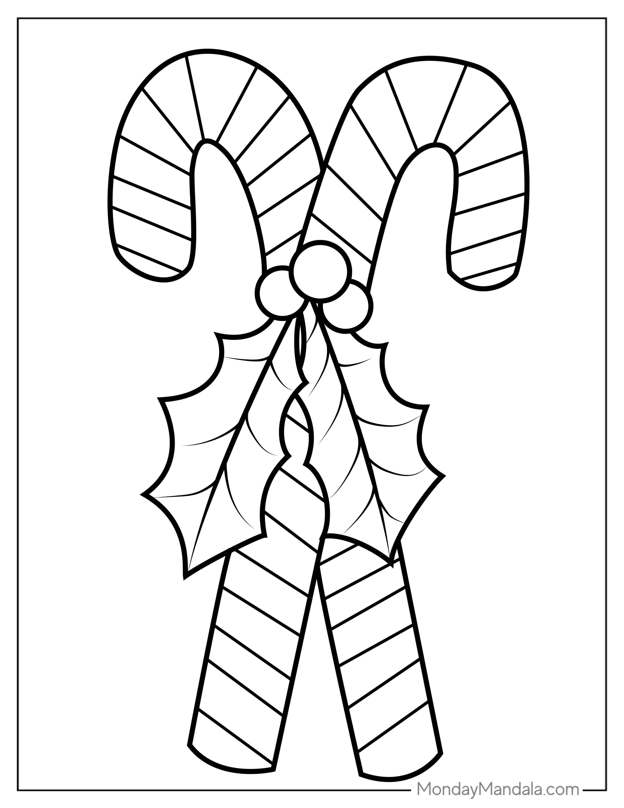 Coloring Page Of Mistletoe And Candy Canes coloring page