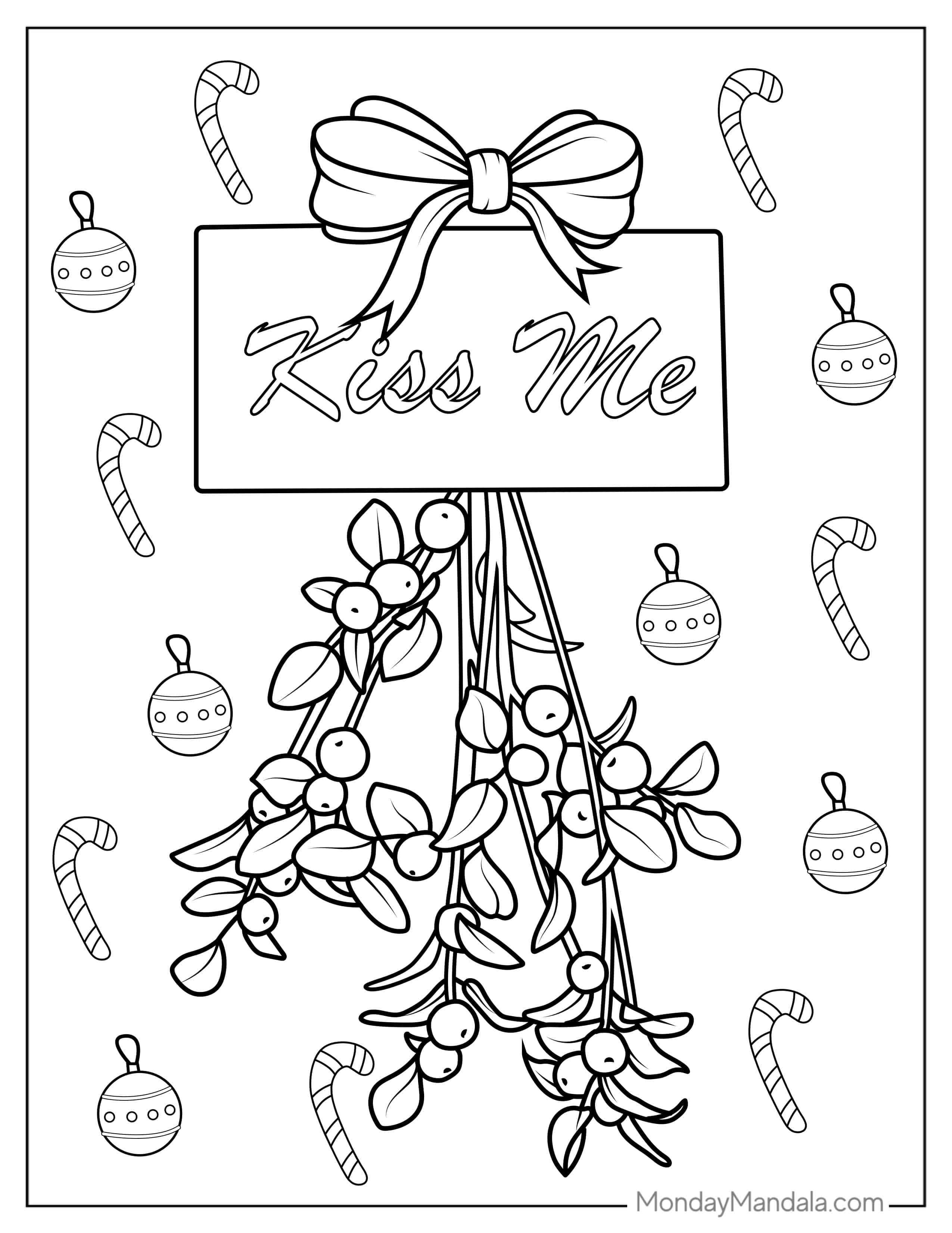 Kiss Me Mistletoe Coloring Sheet coloring page