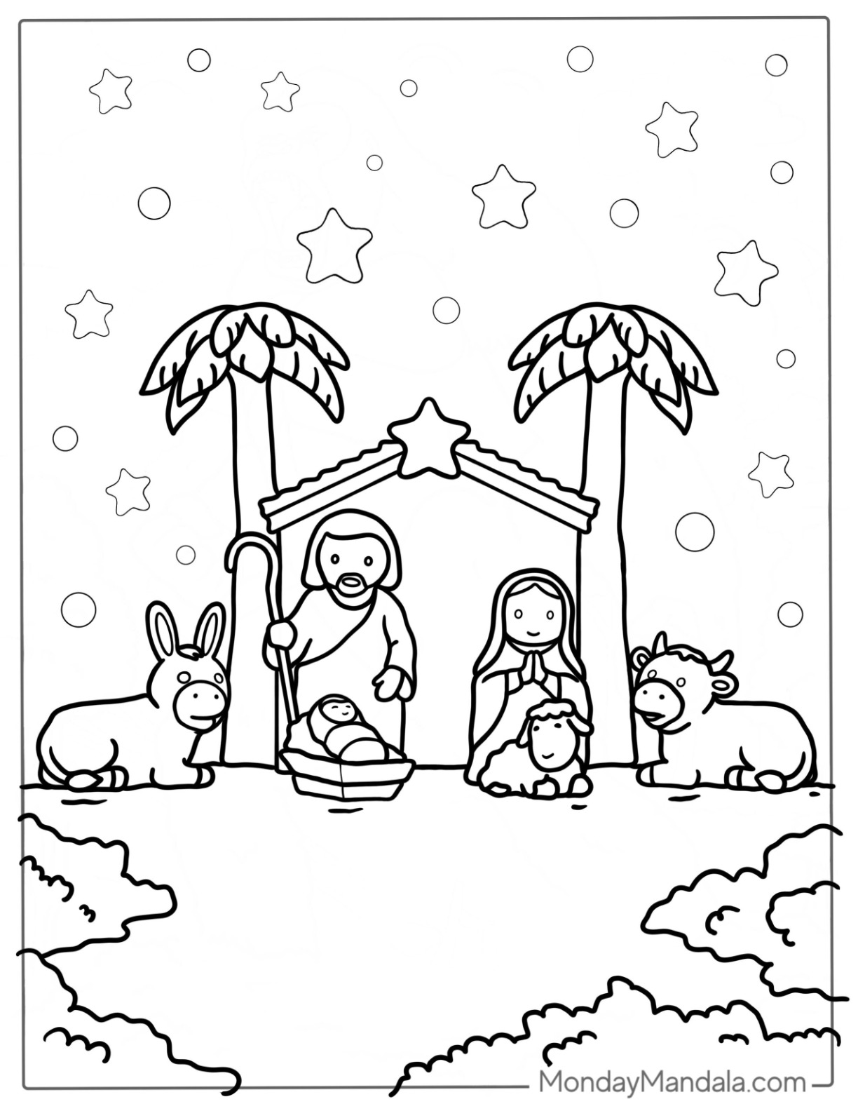 Nativity Coloring Page of Jesus For Preschoolers coloring page