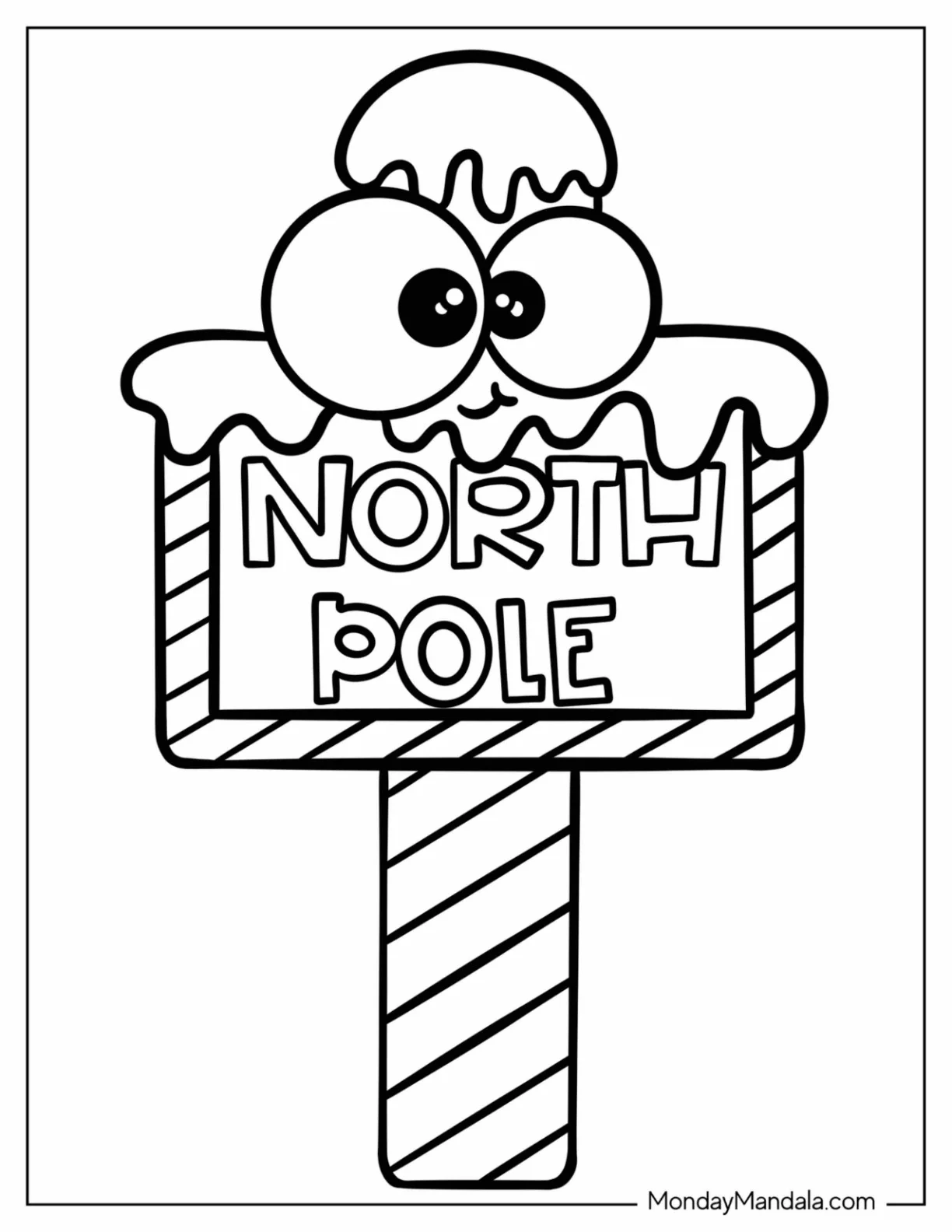 Cartoon North Pole Coloring Page Sign For Kids coloring page