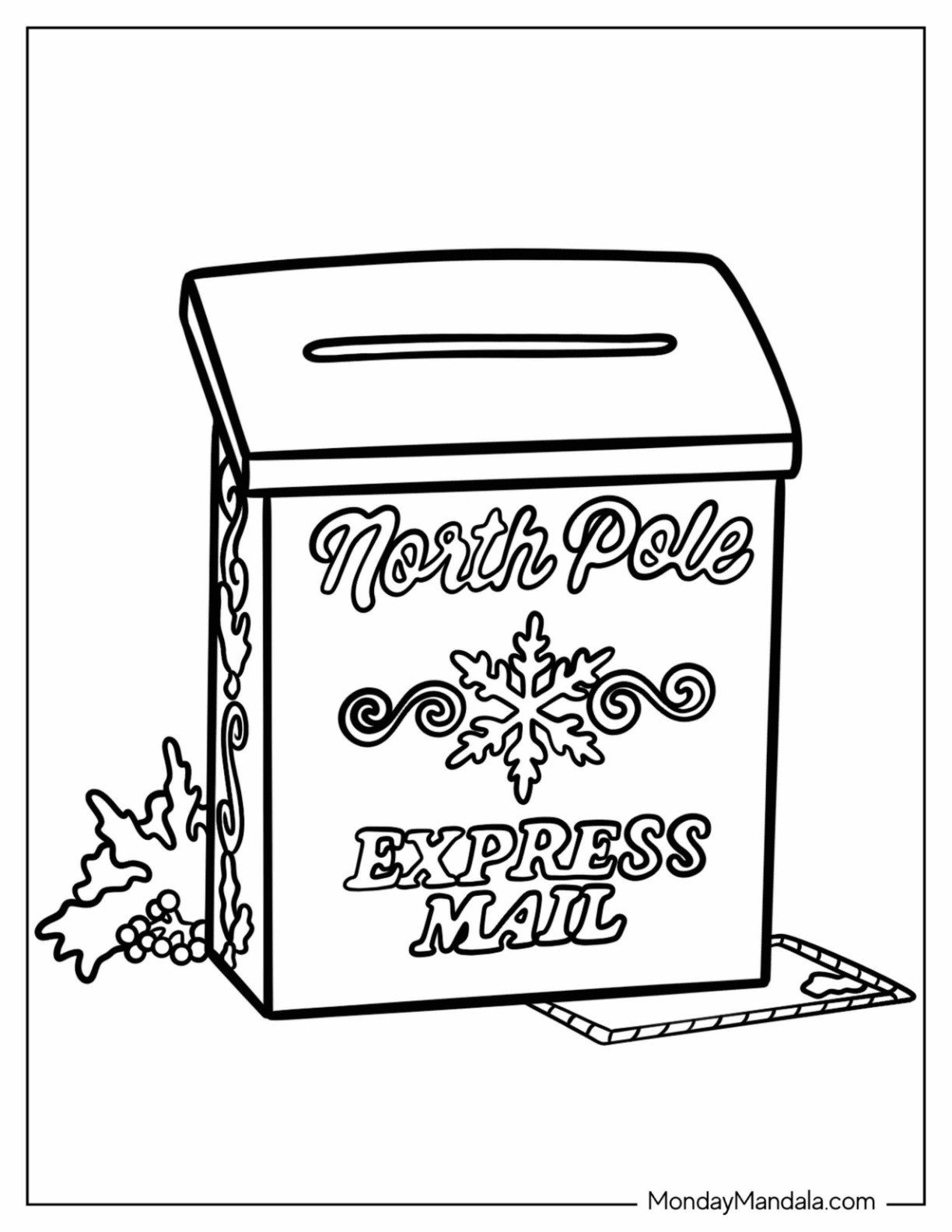 North Pole Coloring Page Express Mailbox coloring page