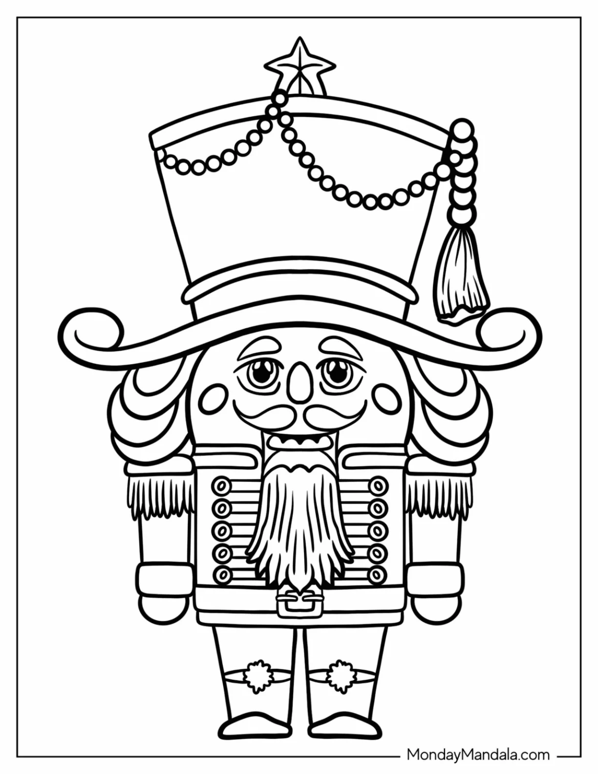 Chibi Nutcracker Coloring Page With A Large Hat And Long Beard For Preschoolers coloring page