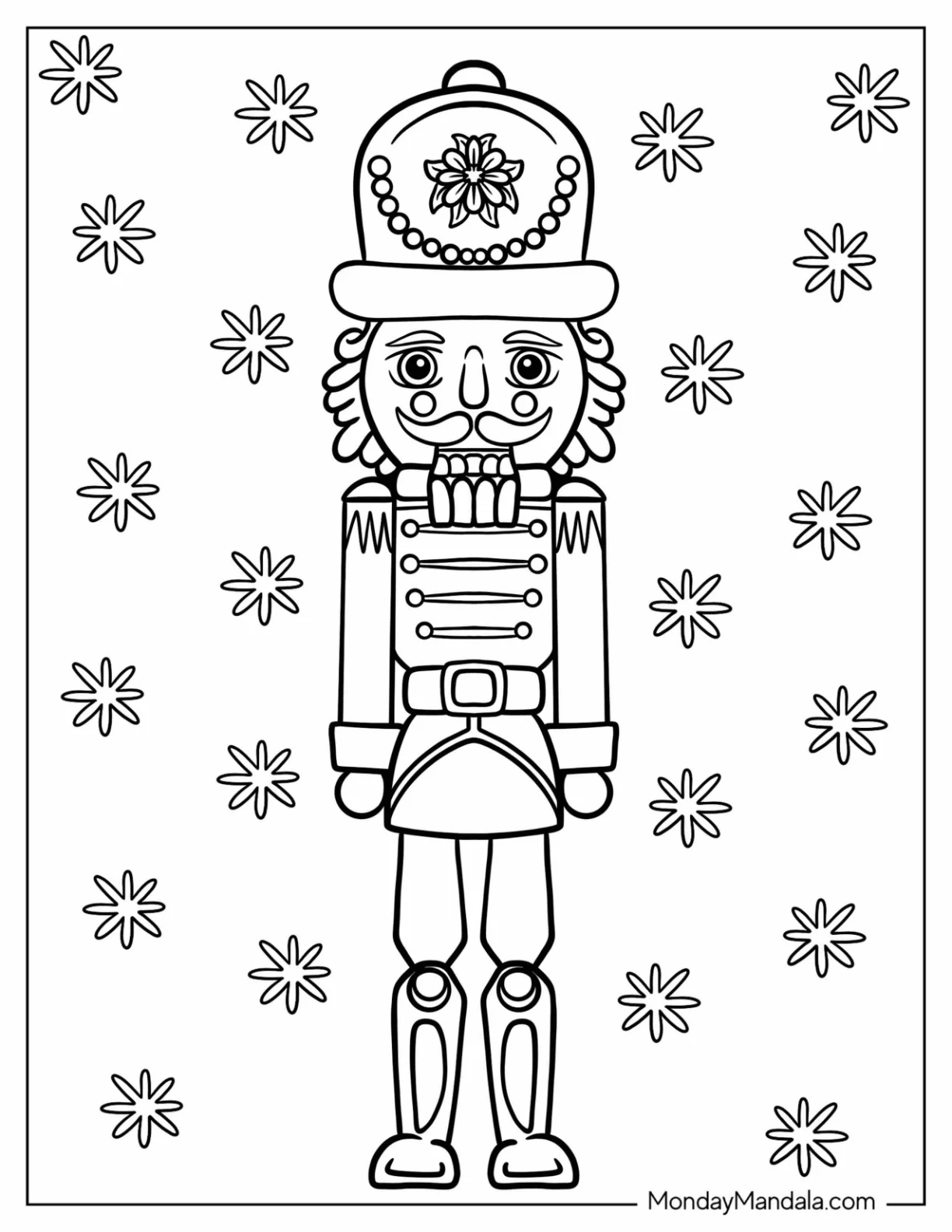 Cute Nutcracker Coloring Page With Top Hat And Mustache For Kids coloring page — printable line art