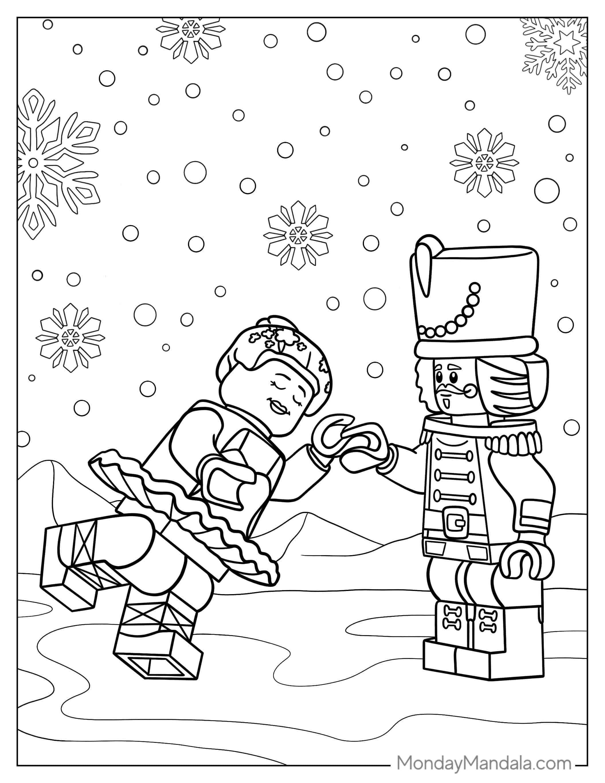 Lego Nutcracker Dancing With Sugar Plum Fairy To Color coloring page