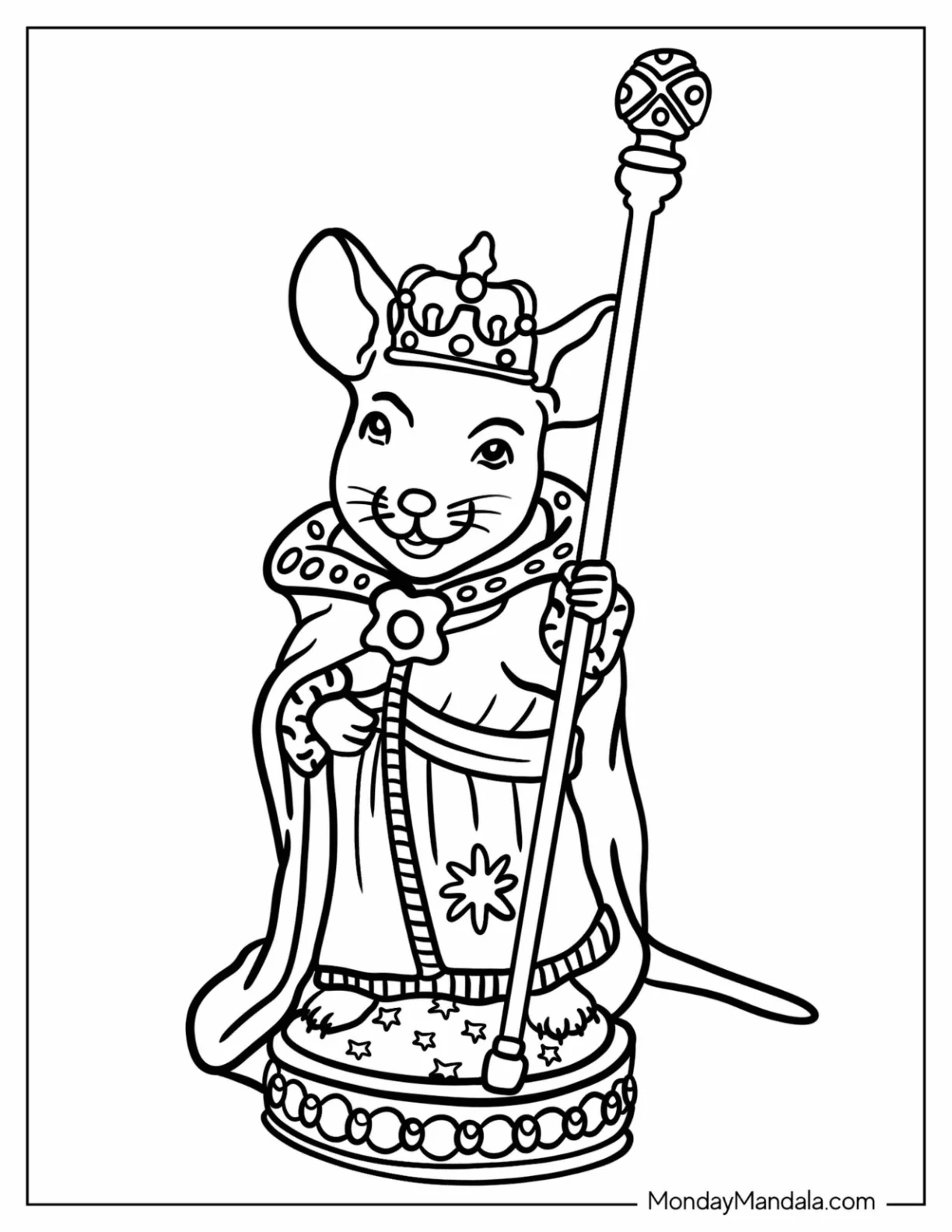 Nutcracker Coloring Page Of Rat King In Royal Robes With His Crown And Scepter coloring page