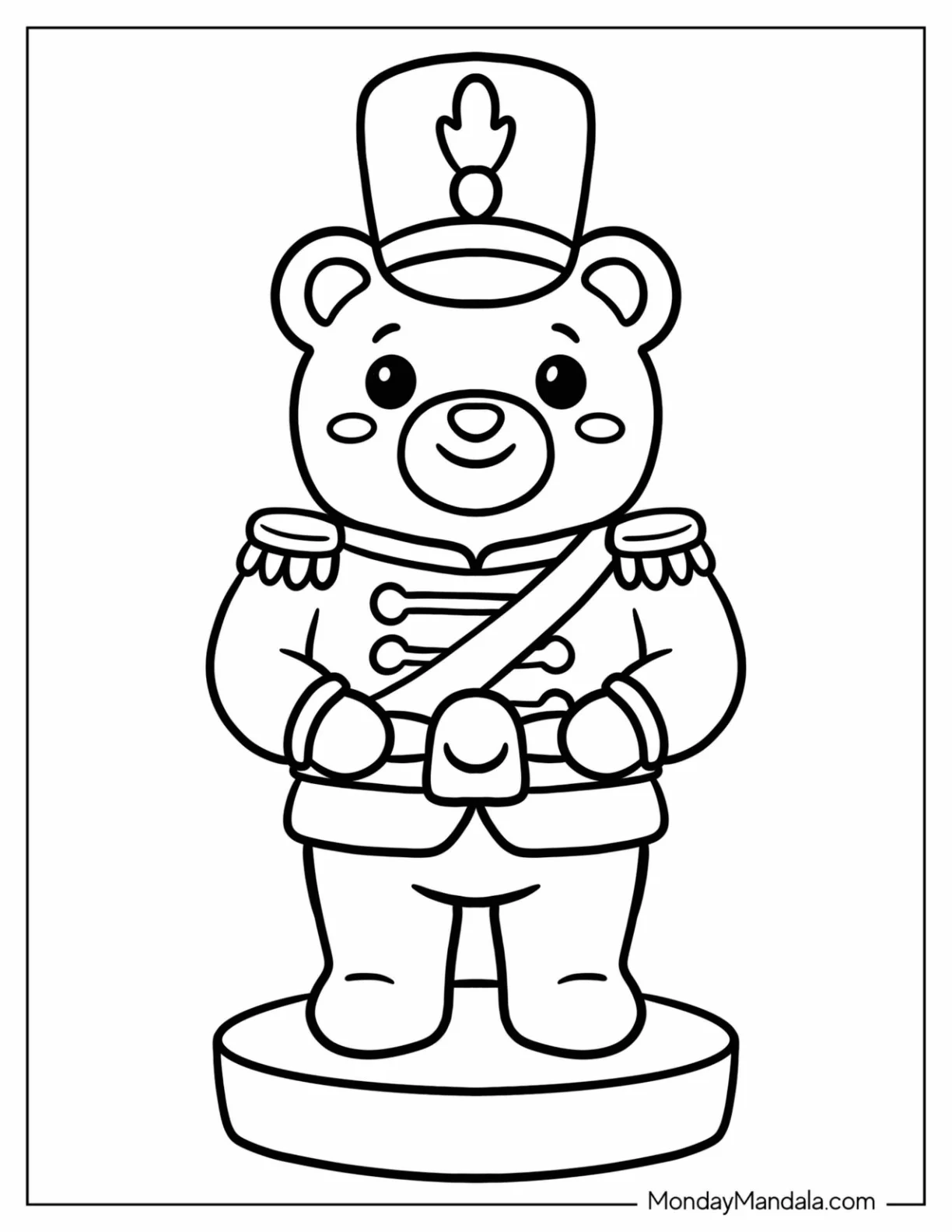 Teddy Bear Nutcracker Soldier Coloring Page for Preschooler coloring page