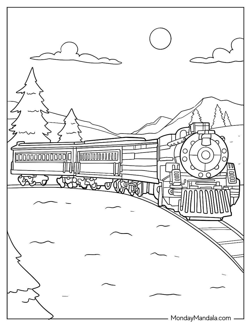 Easy Polar Express Coloring Page For Kids coloring page