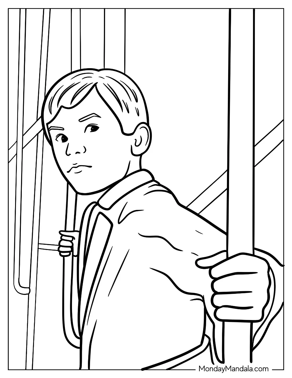 Hero Boy Peering Out Of Polar Express Coloring Page Of Train coloring page