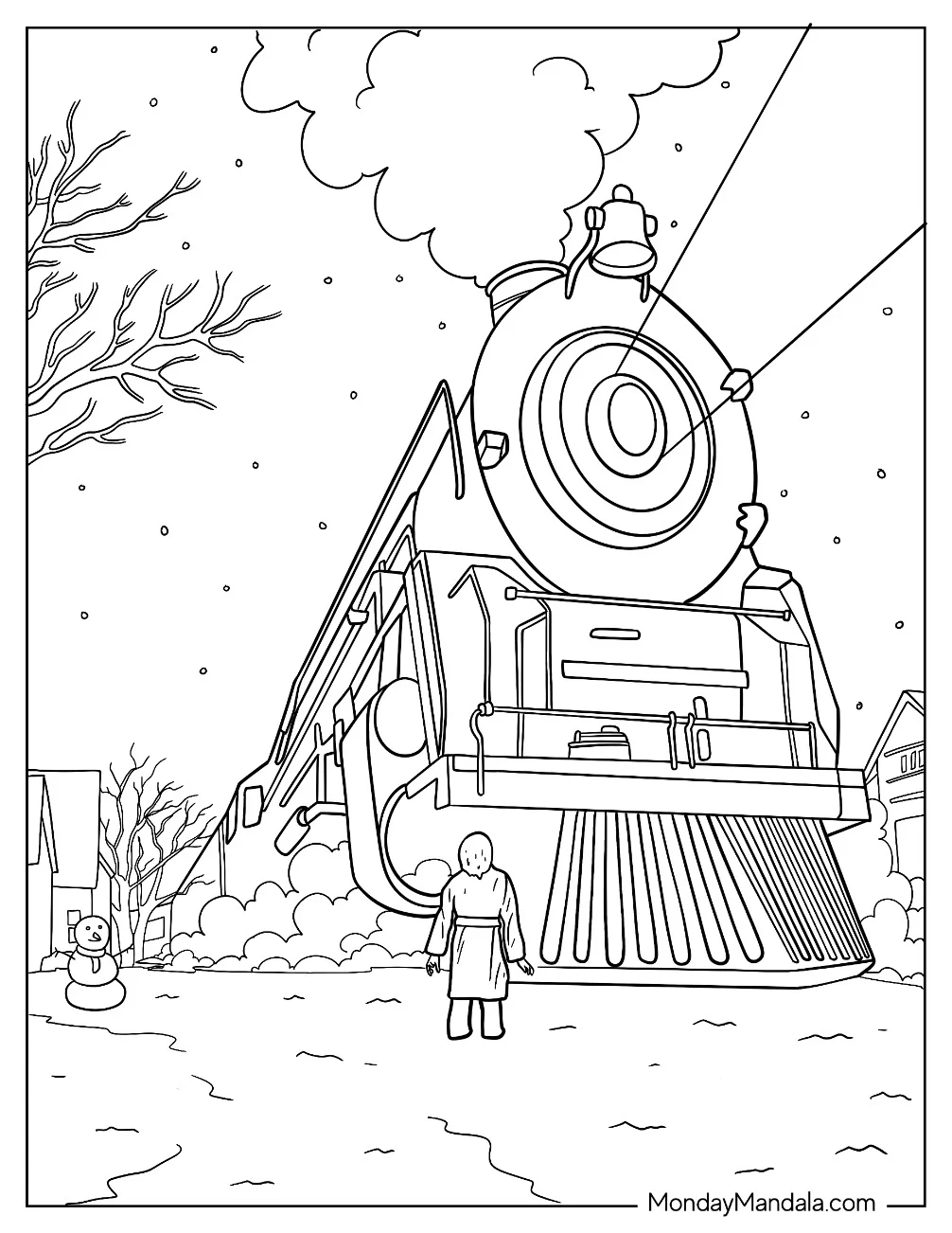 Hero Boy Staring Up At The Polar Express Coloring Page coloring page
