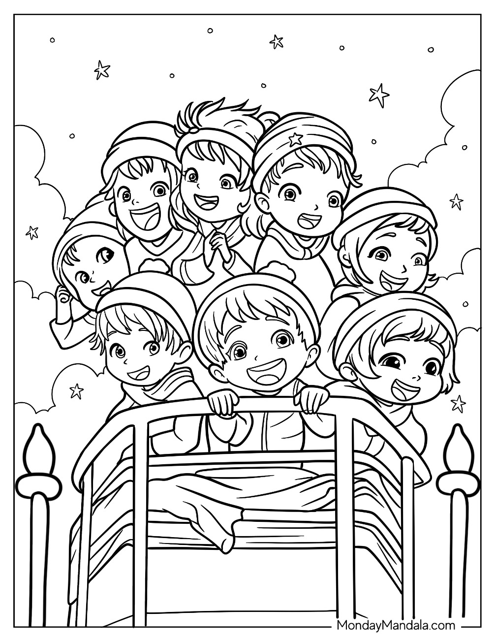 Kawaii Polar Express Coloring Page Passengers For Preschoolers coloring page