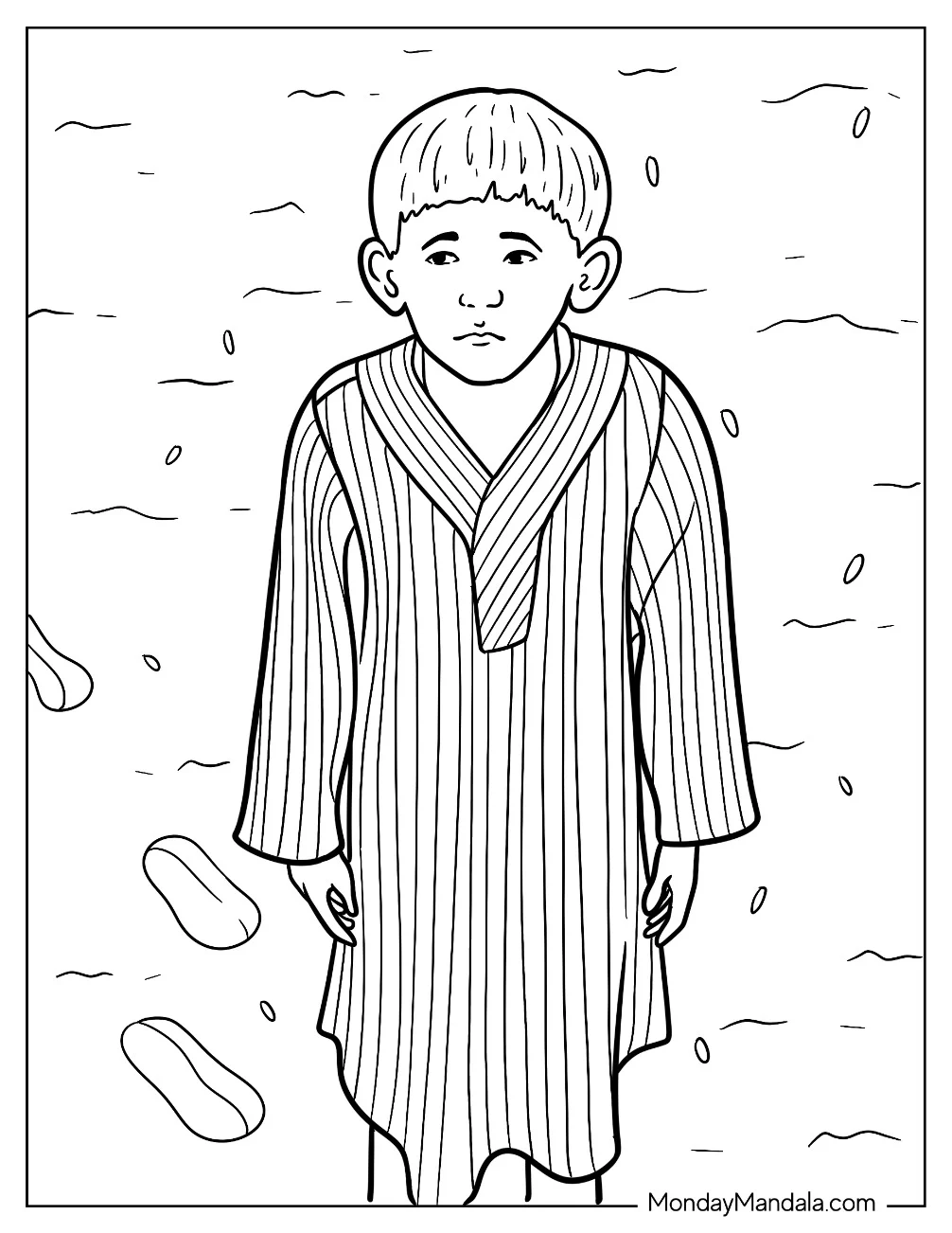 Polar Express Coloring Page Of Lonely Boy Standing In The Snow coloring page — printable line art
