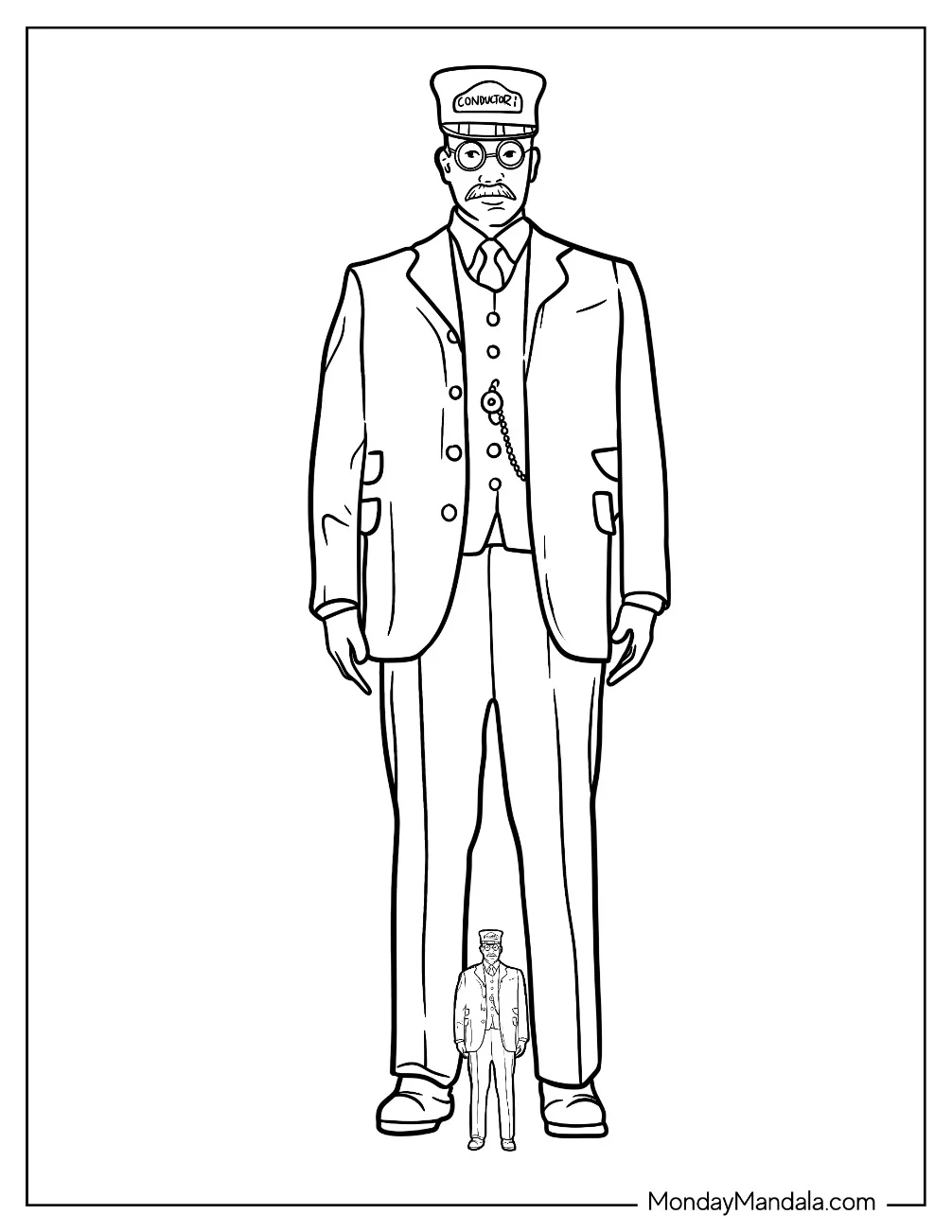 Polar Express Coloring Page Of Realistic Tom Hanks As The Conductor coloring page