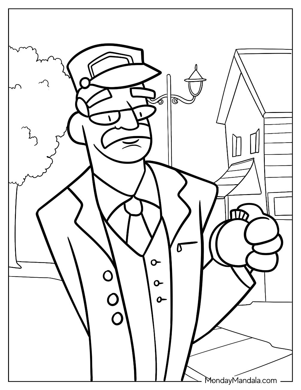 Polar Express Coloring Page Of Simple Conductor Checking The Time For Preschoolers coloring page