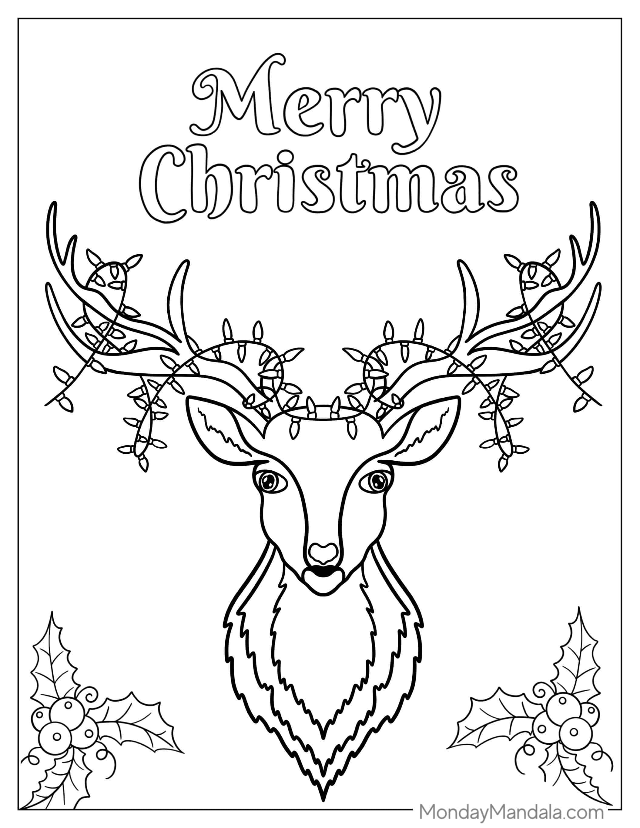 Aesthetic Reindeer Coloring Page For Adults coloring page