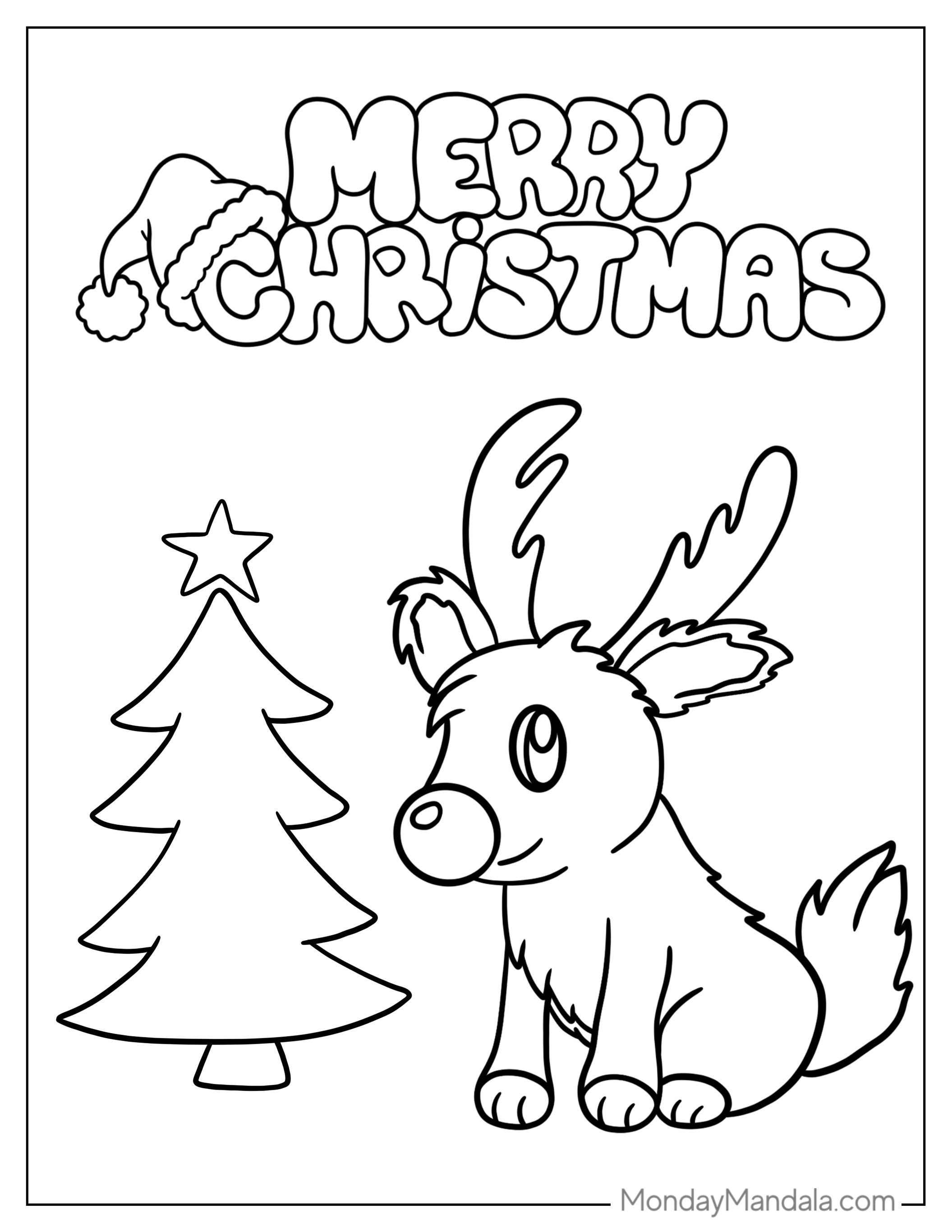 Baby Rudolph The Reindeer To Color coloring page