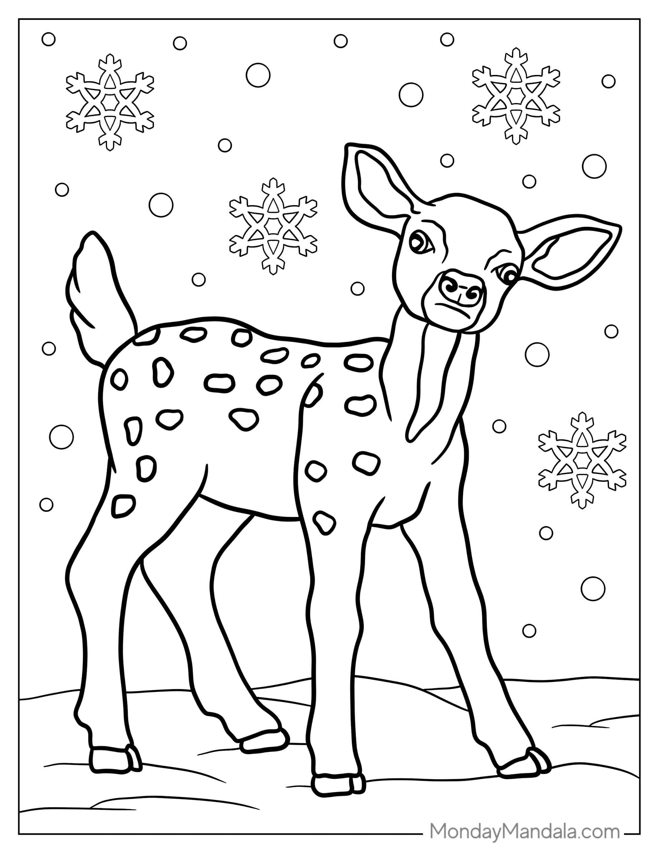 Coloring Page Of a Baby Reindeer For Preschoolers coloring page