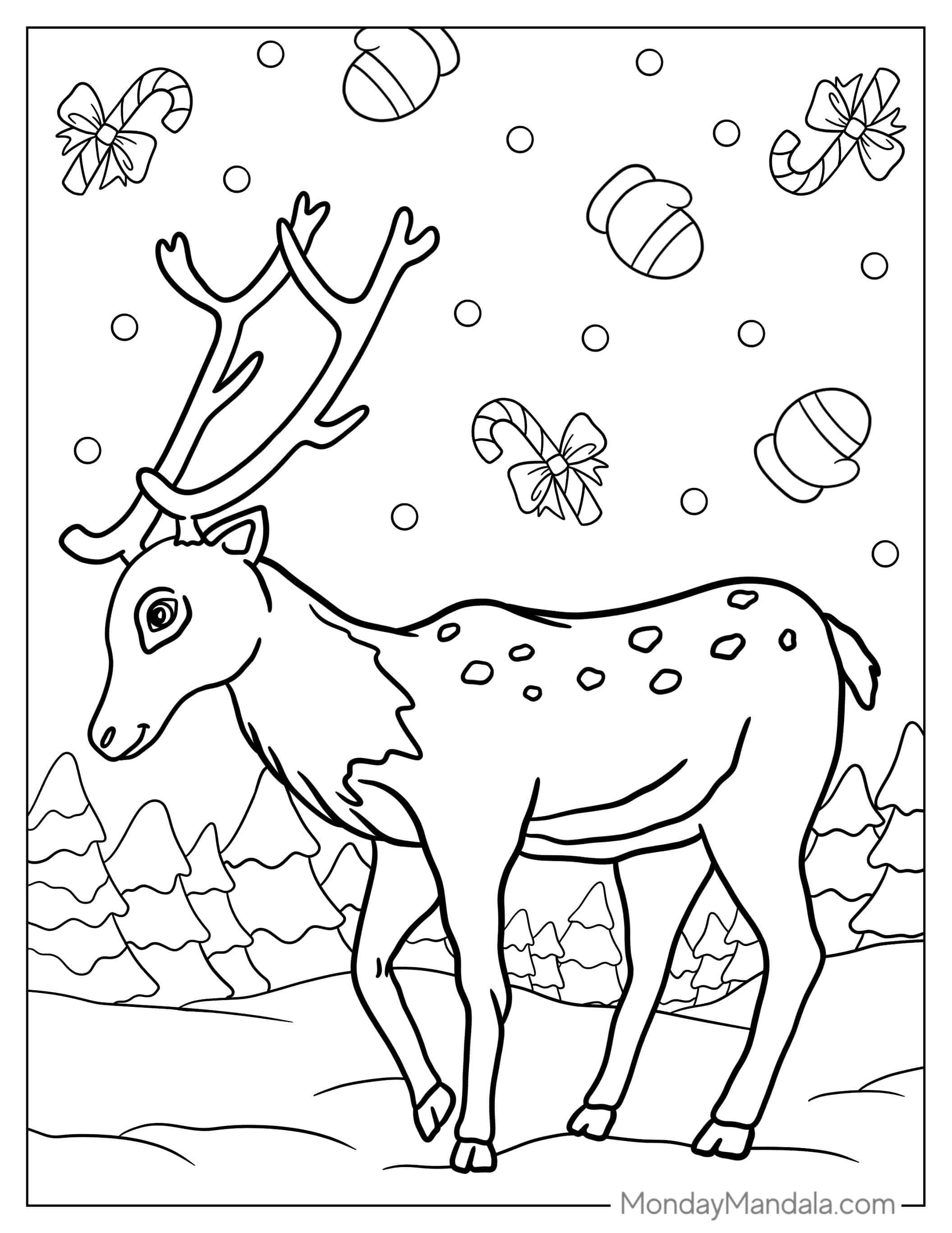 Coloring Page Of a Realistic Looking Reindeer coloring page