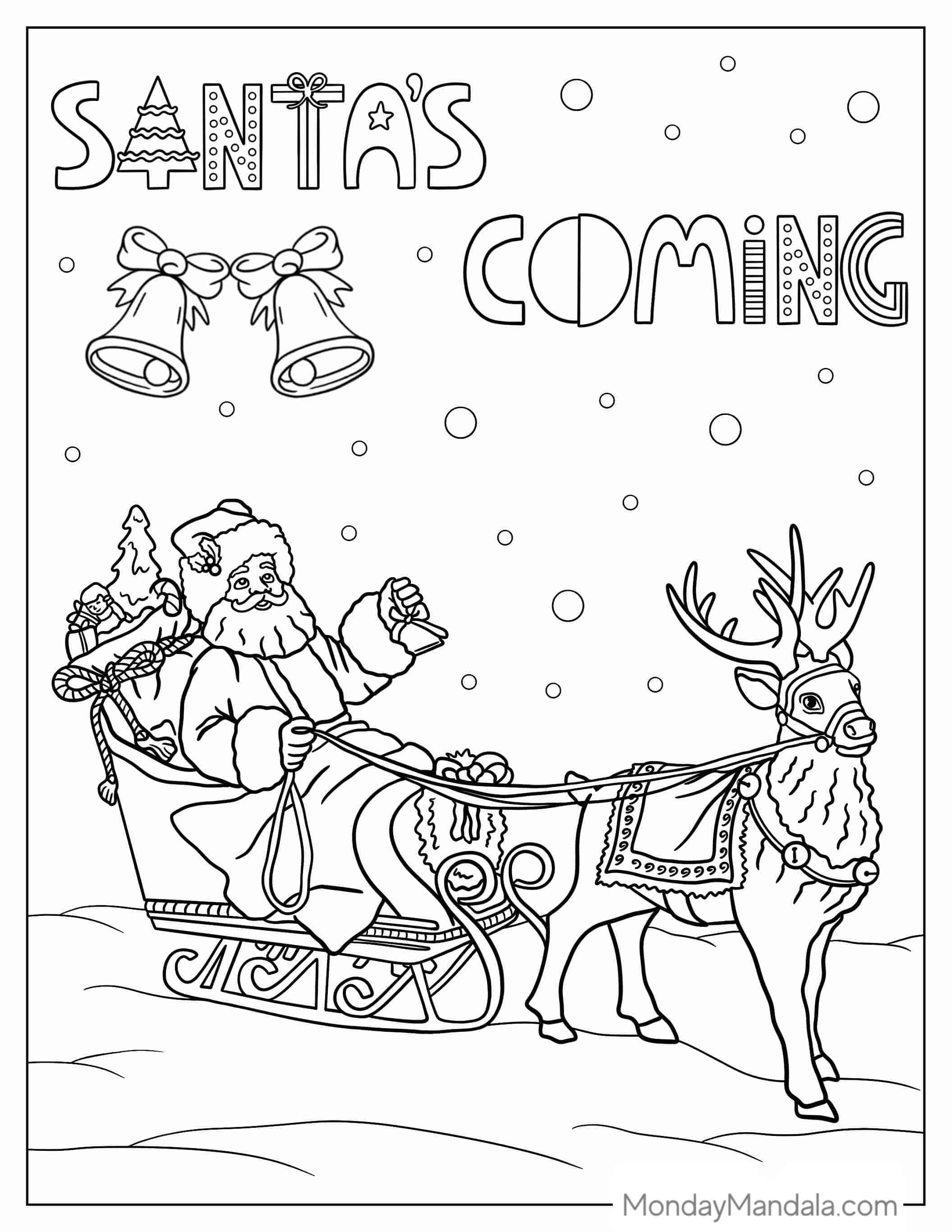 Coloring Sheet Of Santa And Rudolph coloring page