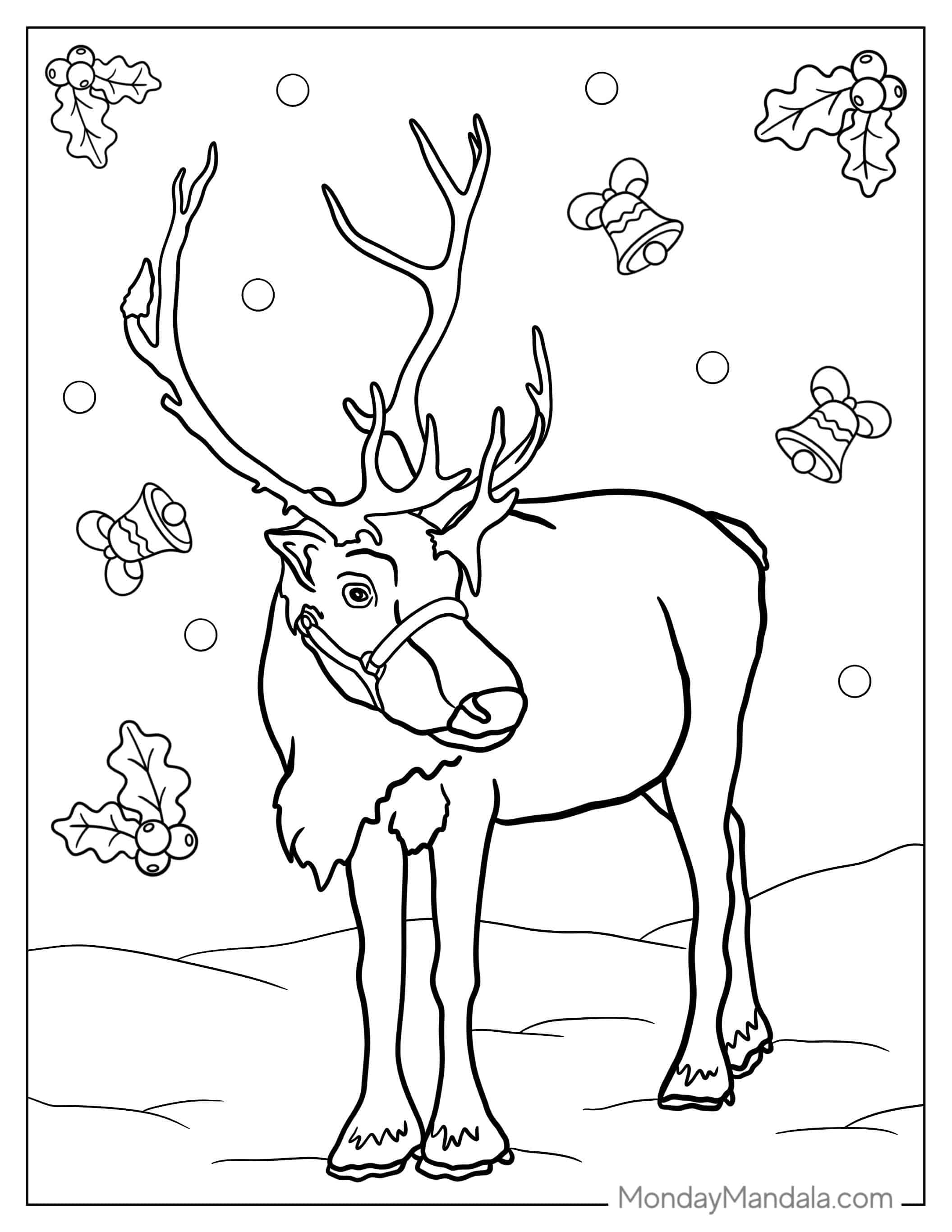 Realistic Looking Reindeer To Color coloring page