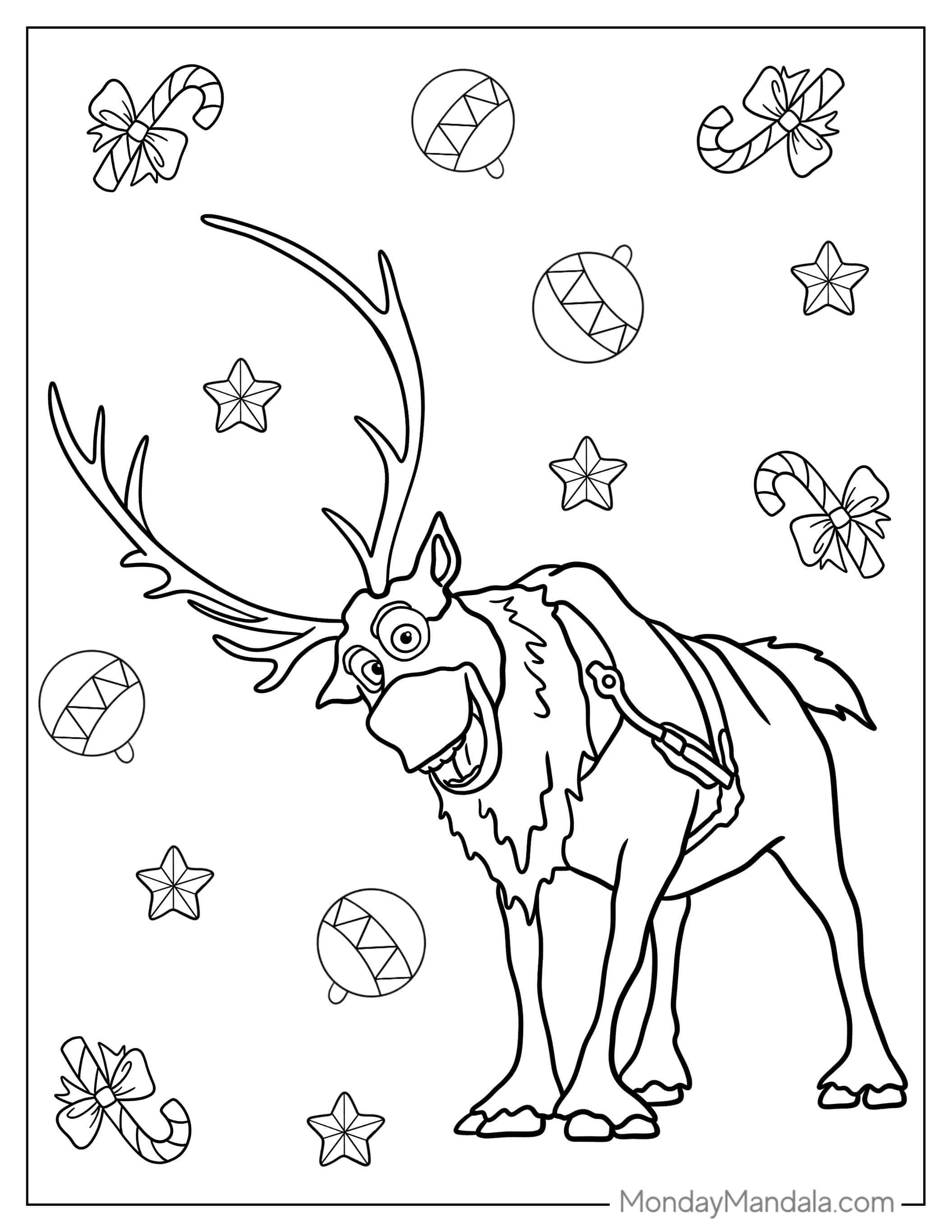 Sven The Reindeer To Color coloring page — printable line art