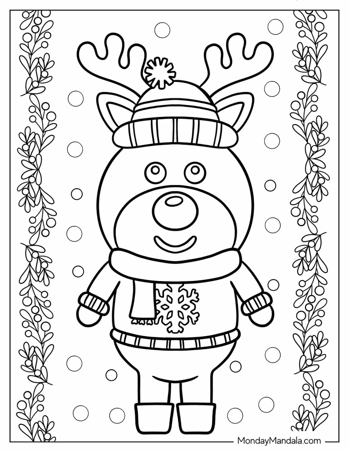 Chibi Rudolph Coloring Page Wearing A Sweatshirt coloring page