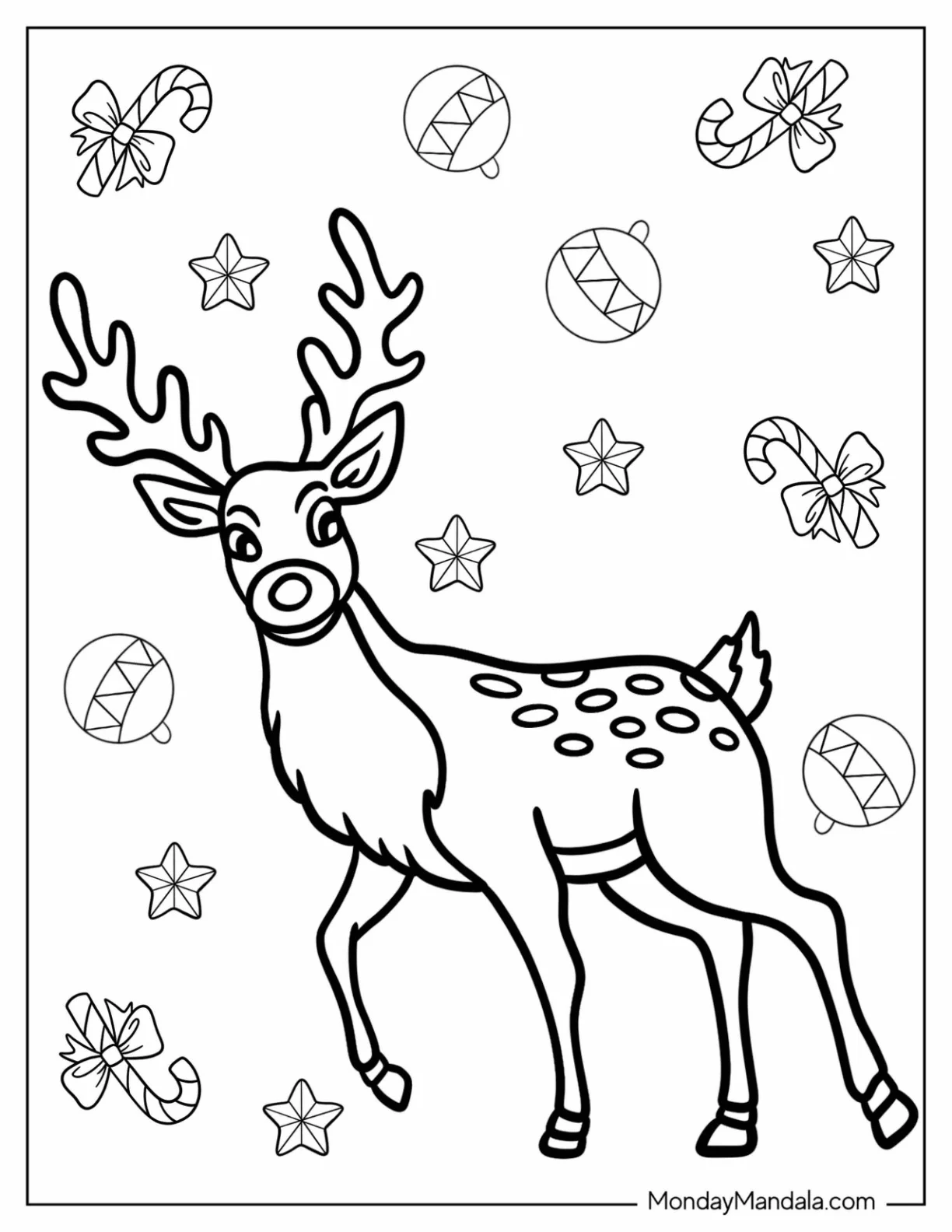 Rudolph Coloring Page With Huge Antlers And Spotted Body coloring page