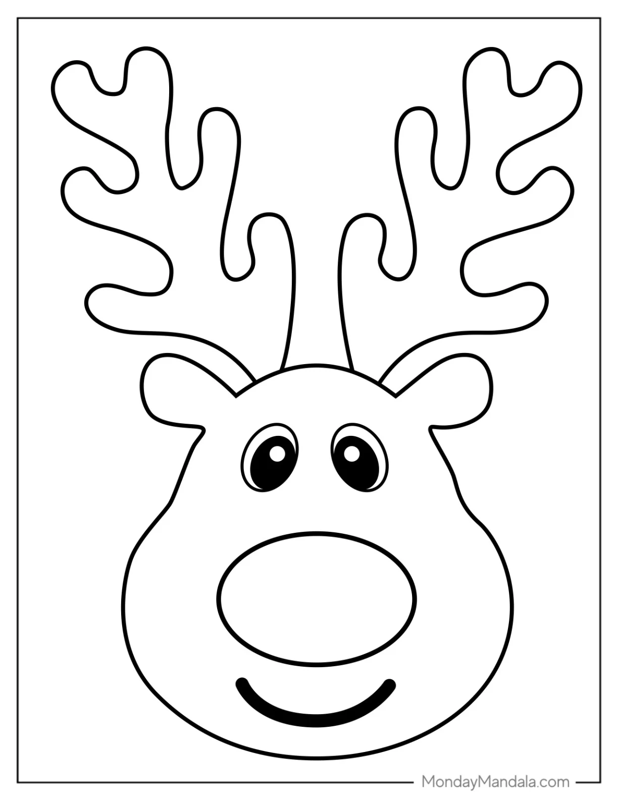 Simple Rudolph Coloring Page Face Template coloring page