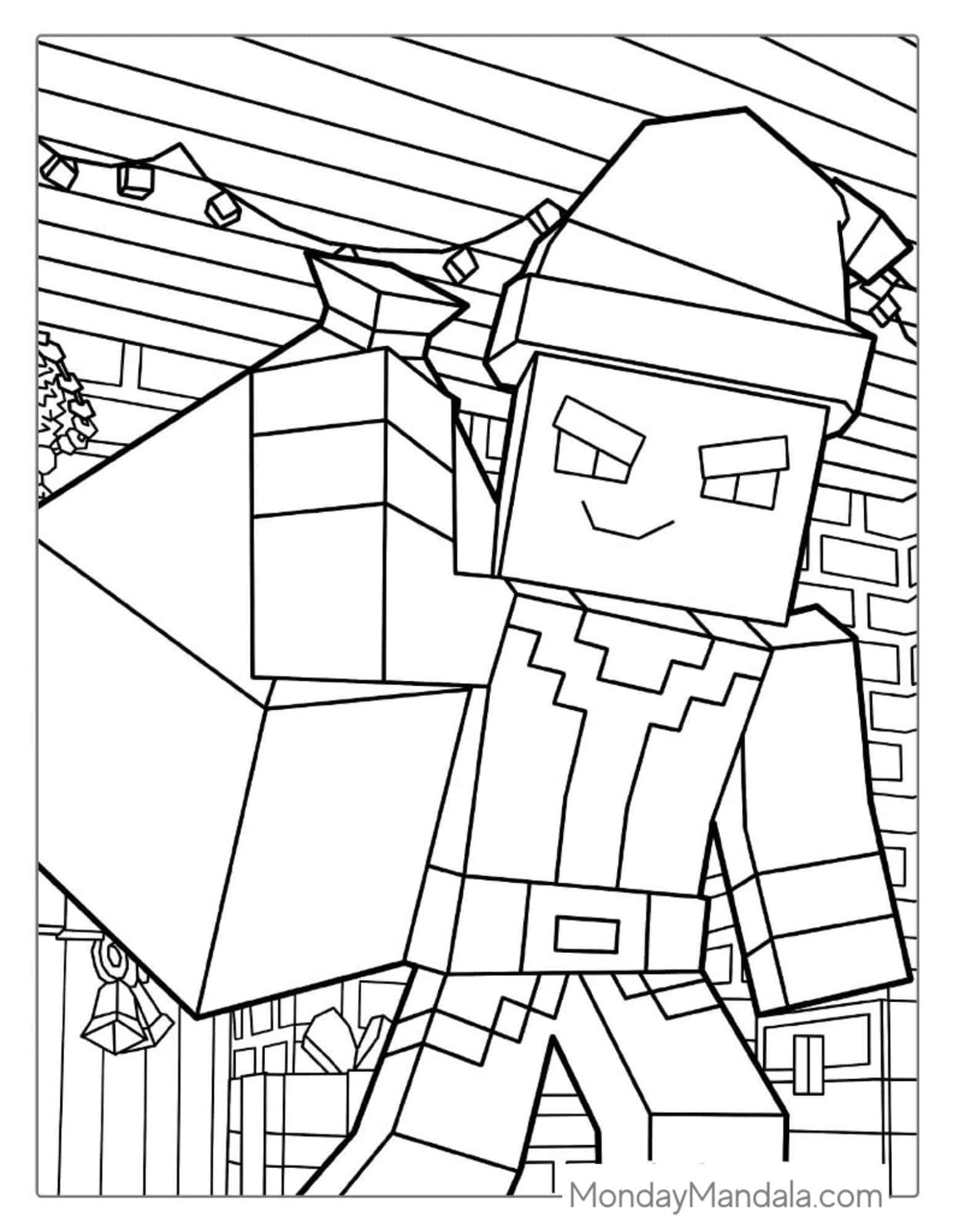 Bad Minecraft Christmas Santa Coloring coloring page