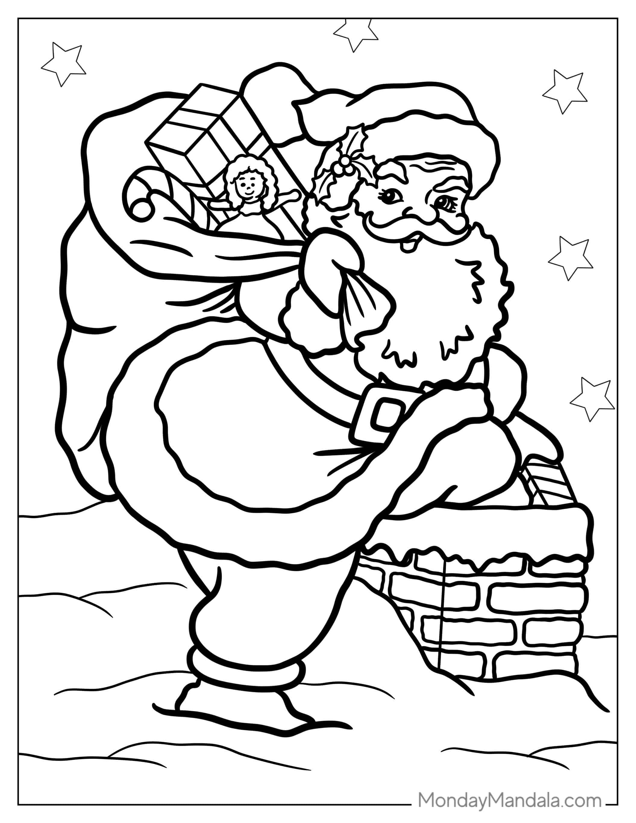 Coloring Page Of Santa Delivery Presents coloring page