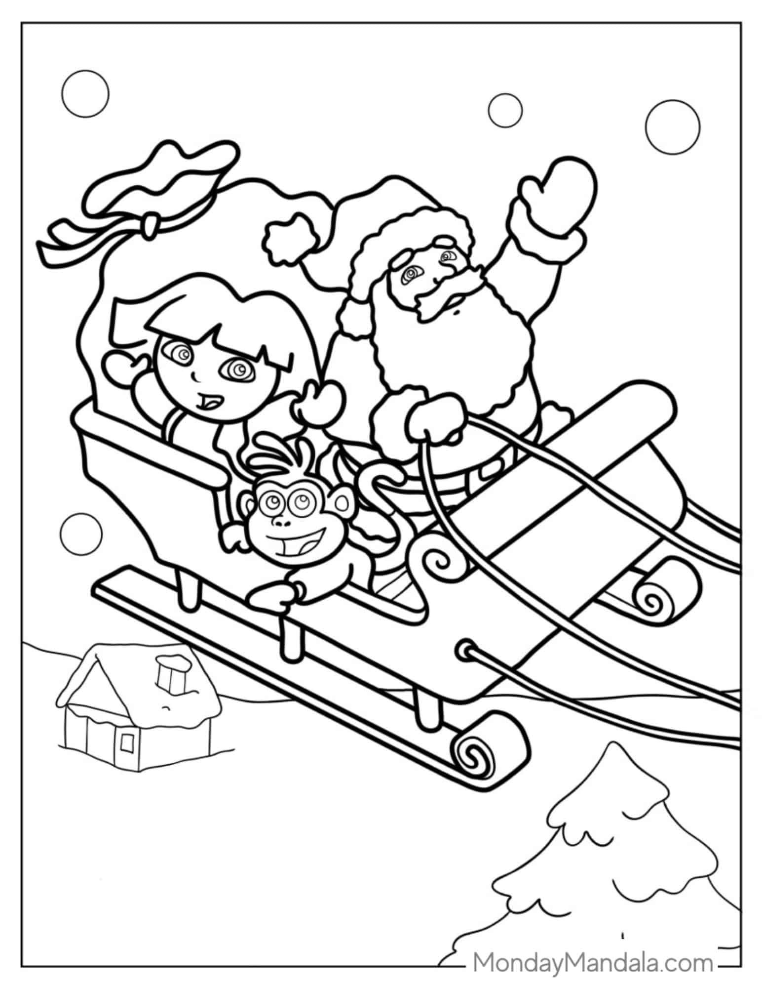 Dora With Boots And Santa Coloring Sheet coloring page