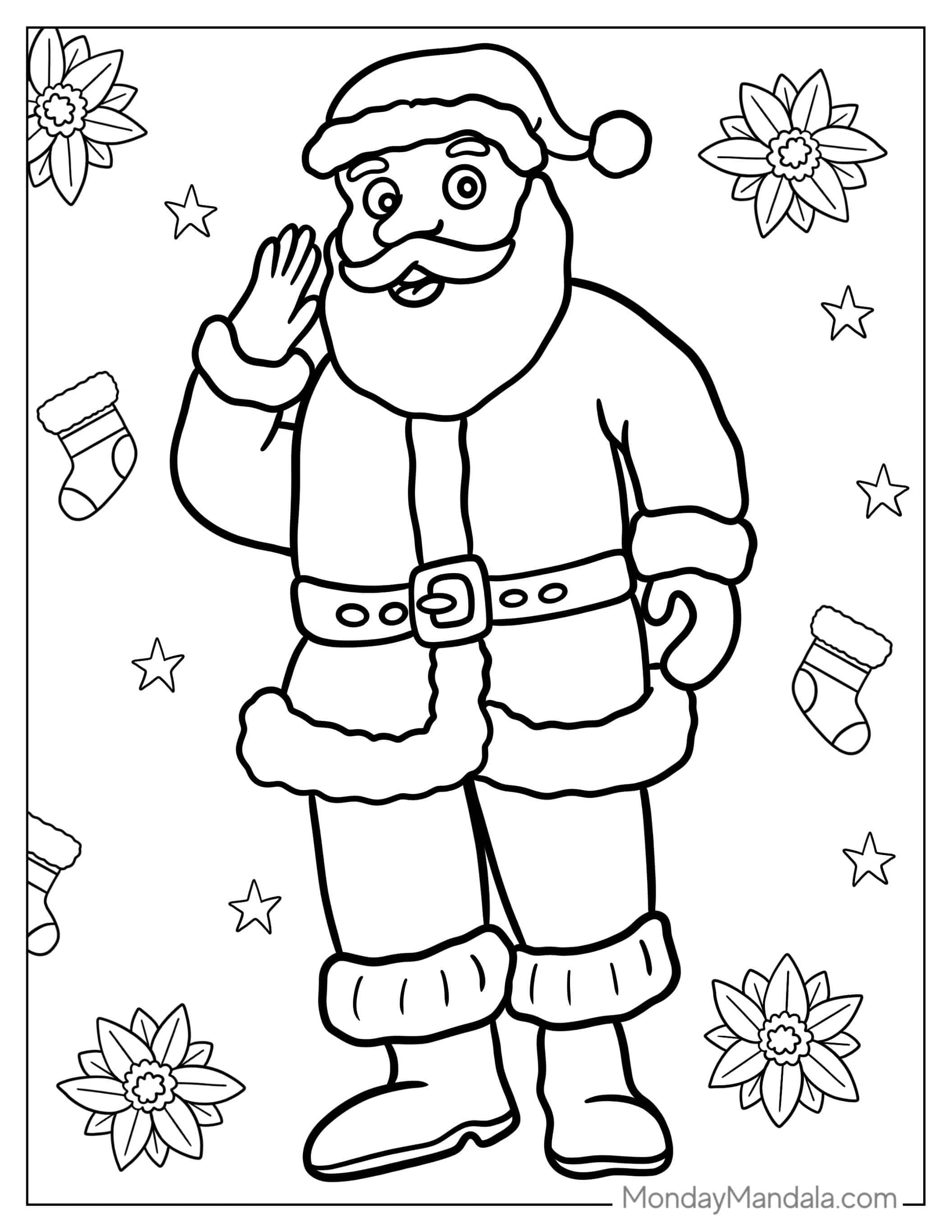 Easy Outline Of Jolly Santa To Color coloring page