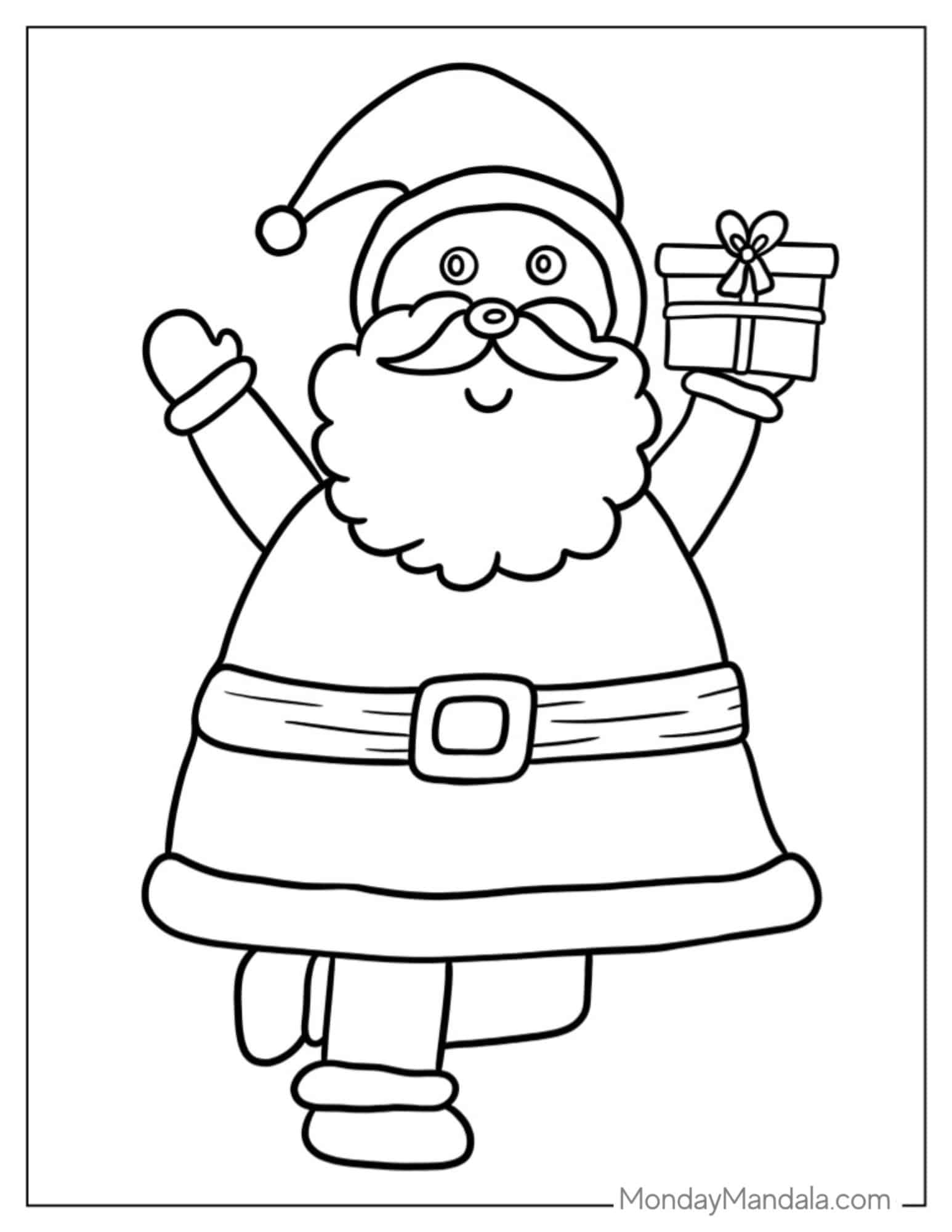 Easy Outline Of Santa To Color For Toddlers coloring page