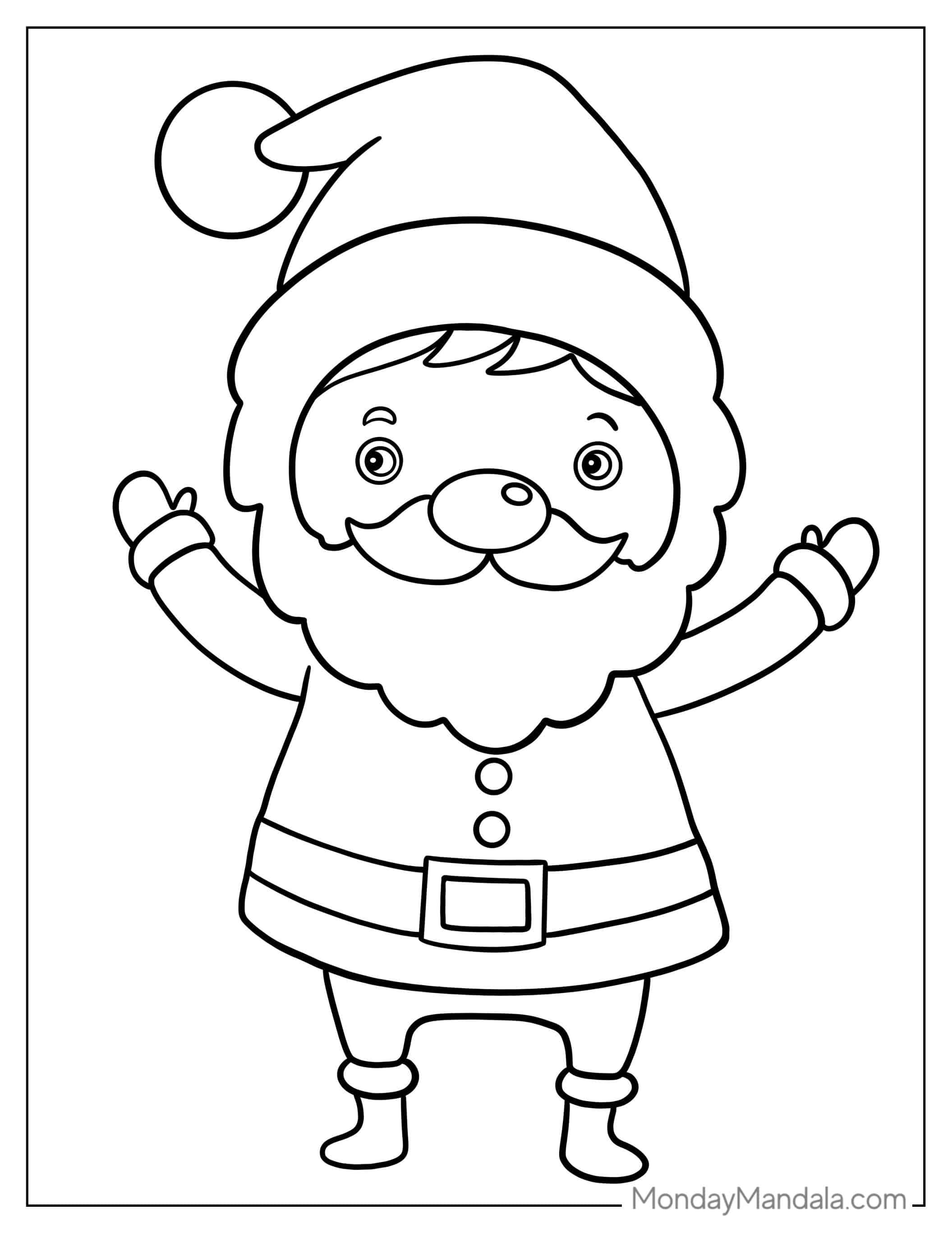 Easy Santa To Color For Preschoolers coloring page