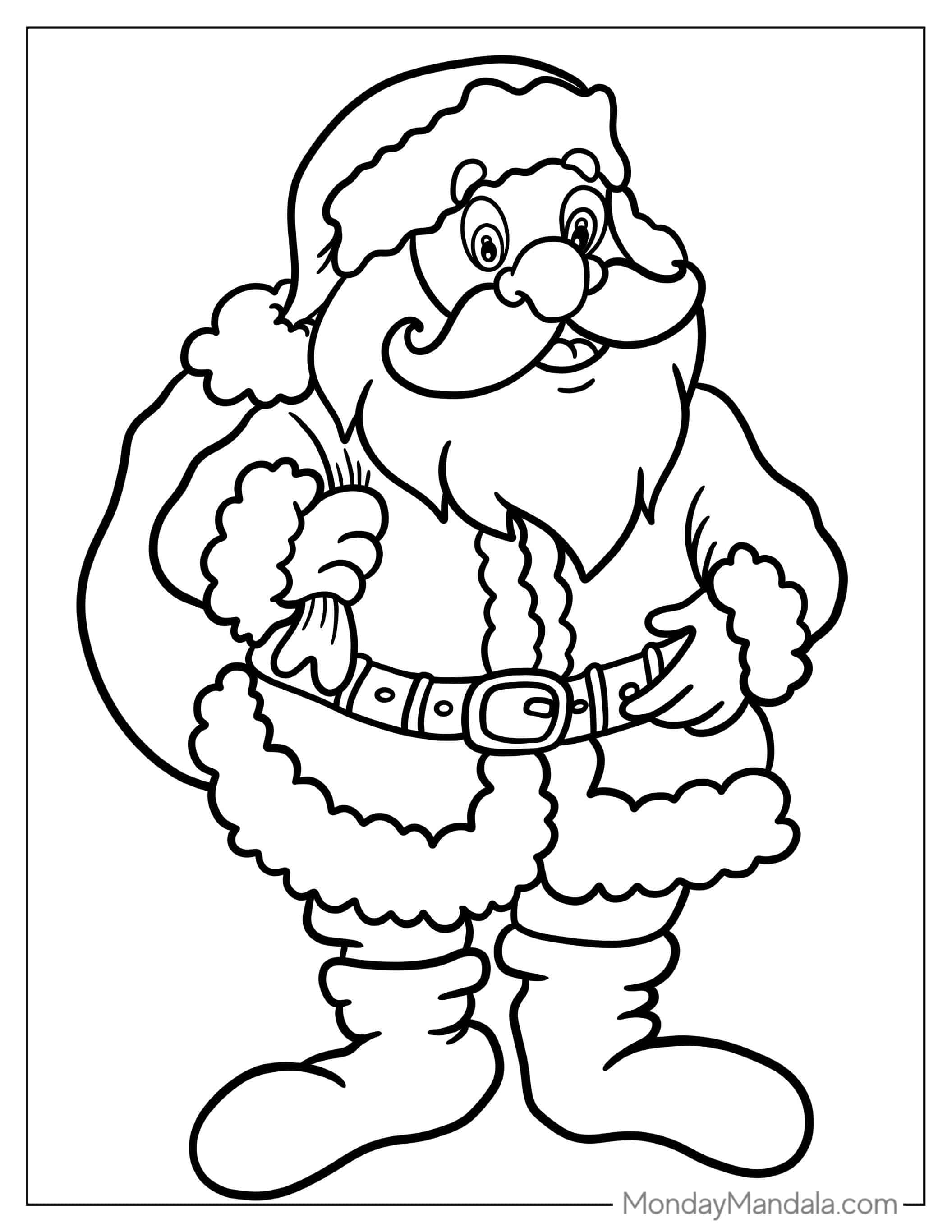 Father Christmas In Complete Suit To Color For Kids coloring page