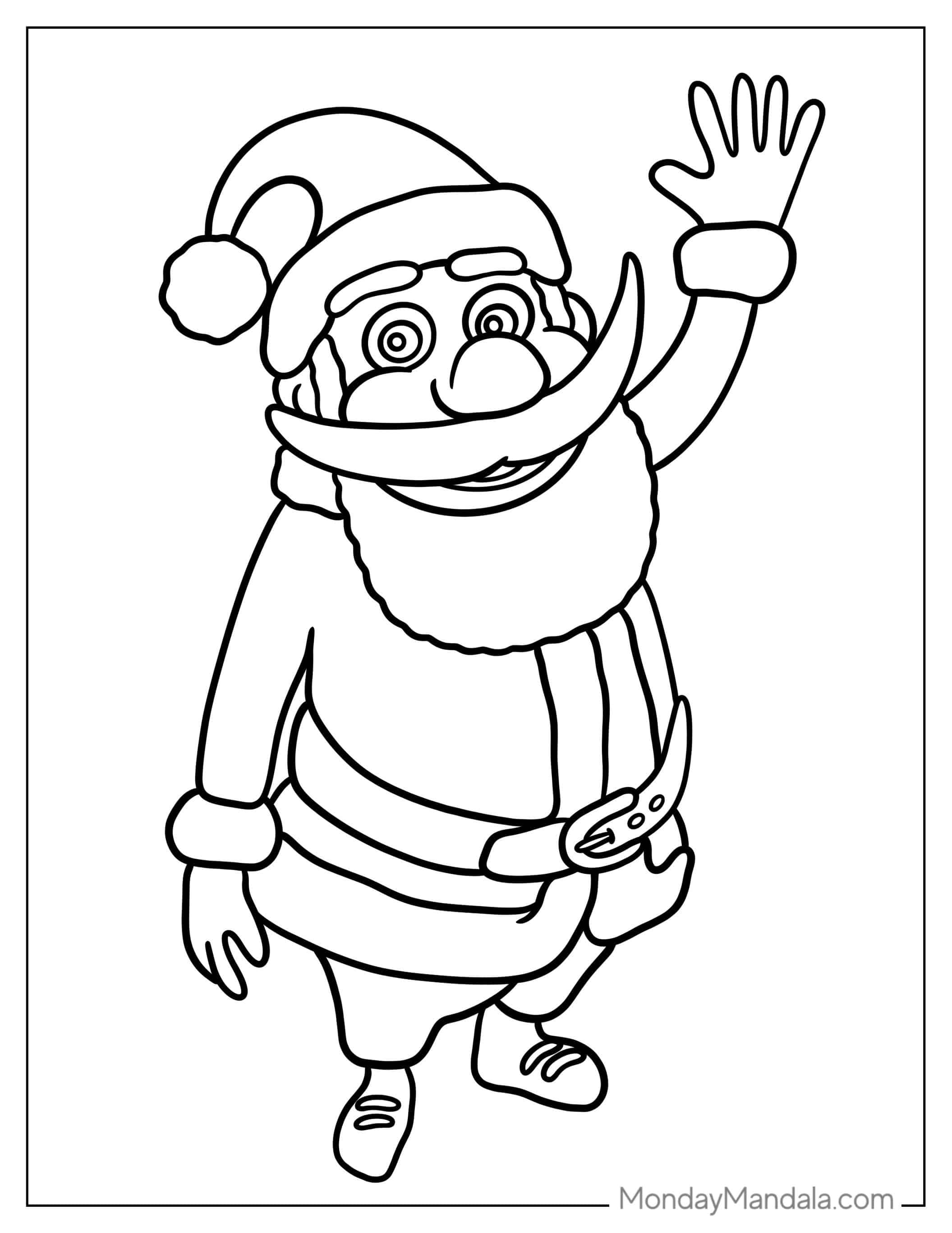 Father Christmas With Big White Beard To Color coloring page