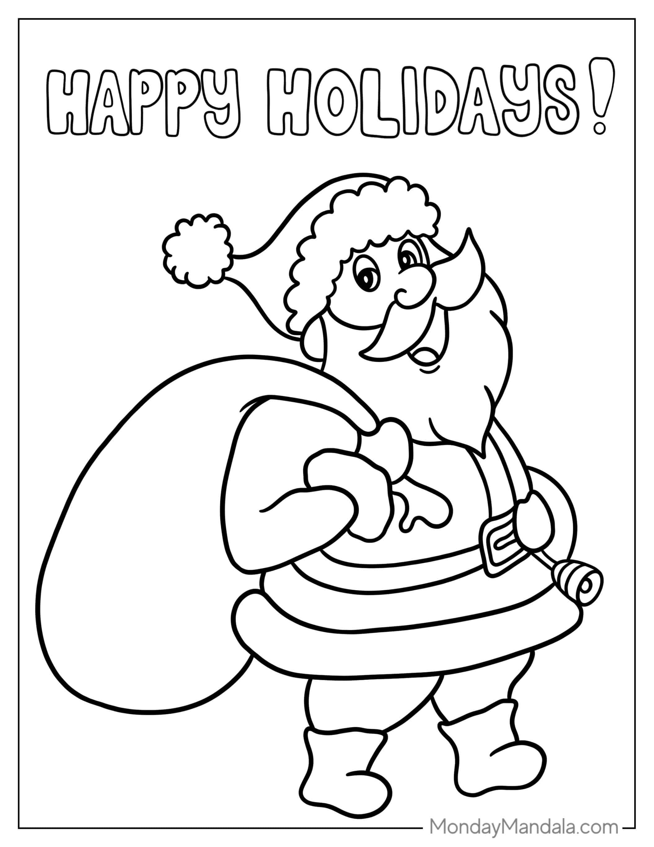 Happy Holidays With Santa To Color coloring page