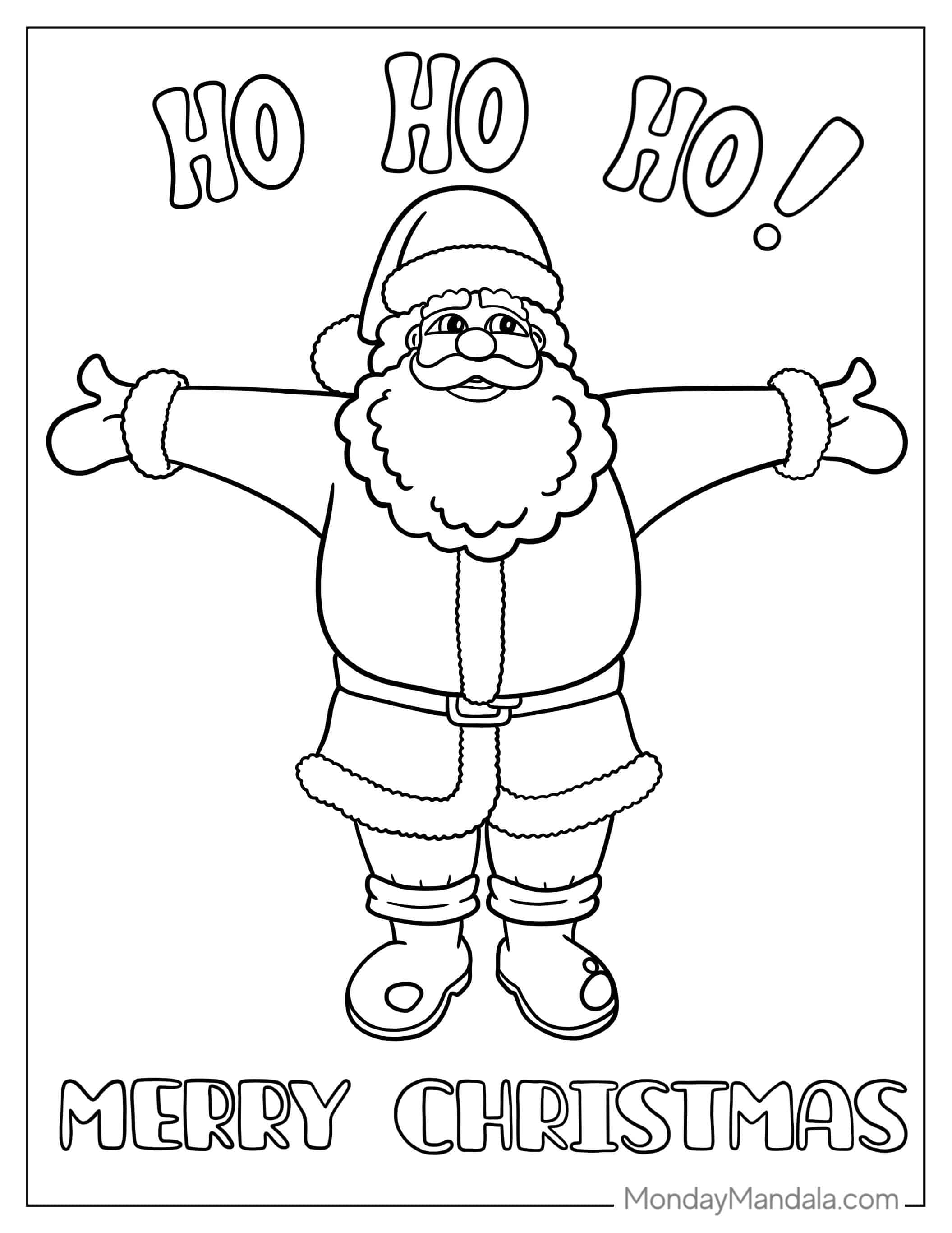 Jolly Looking Santa In Red Suits With Black Boots coloring page