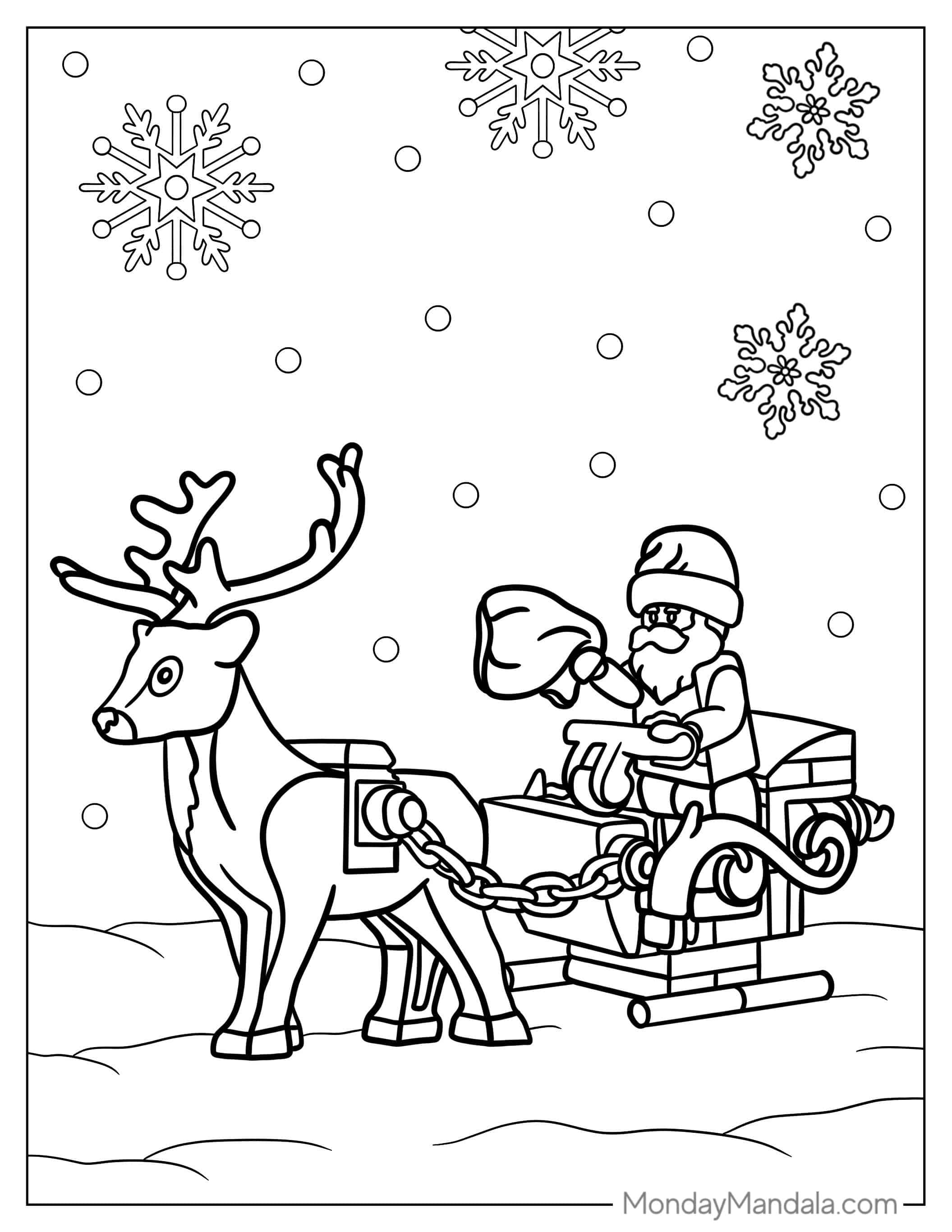Lego Santa And Reindeer To Color coloring page