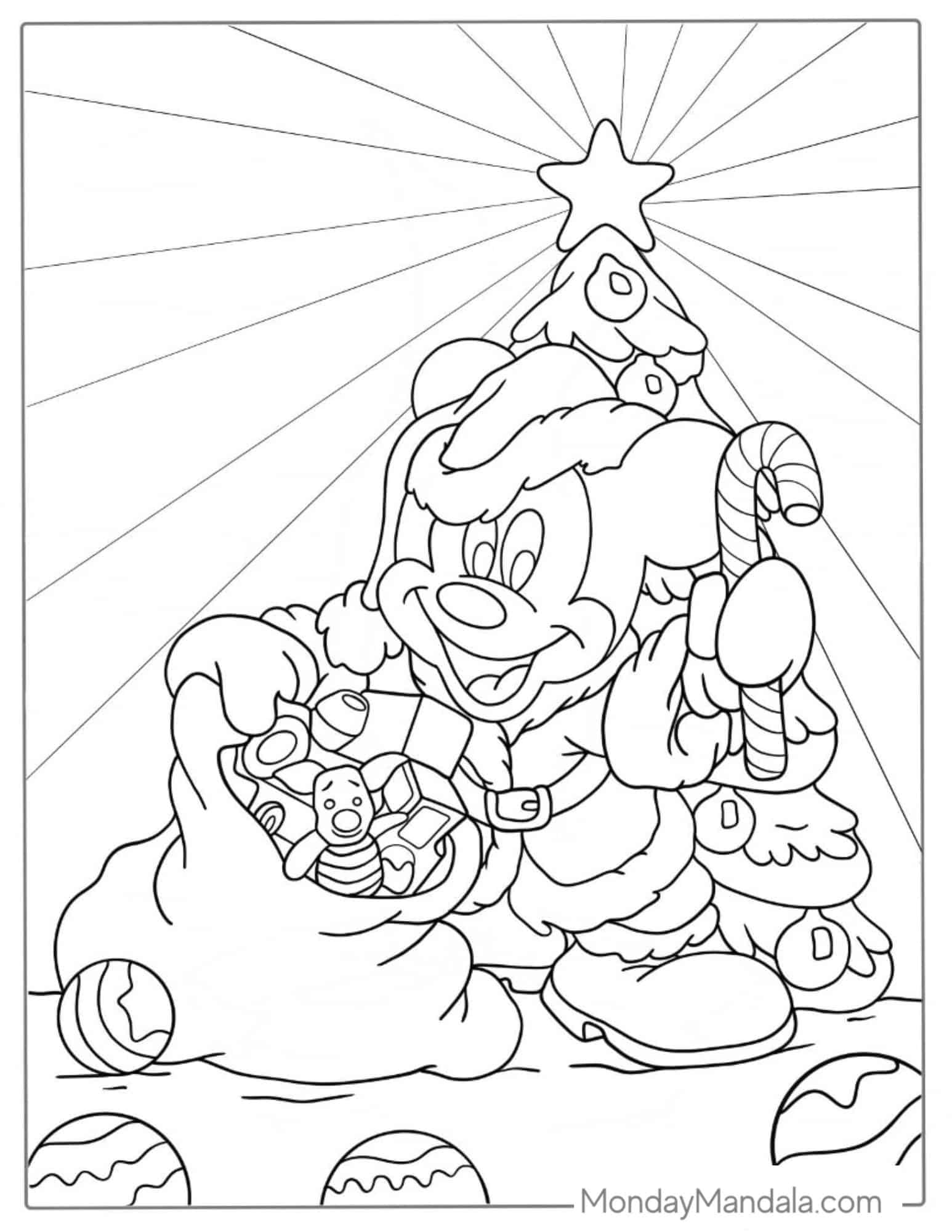 Mickey Mouse Dressed As Santa Coloring Page coloring page