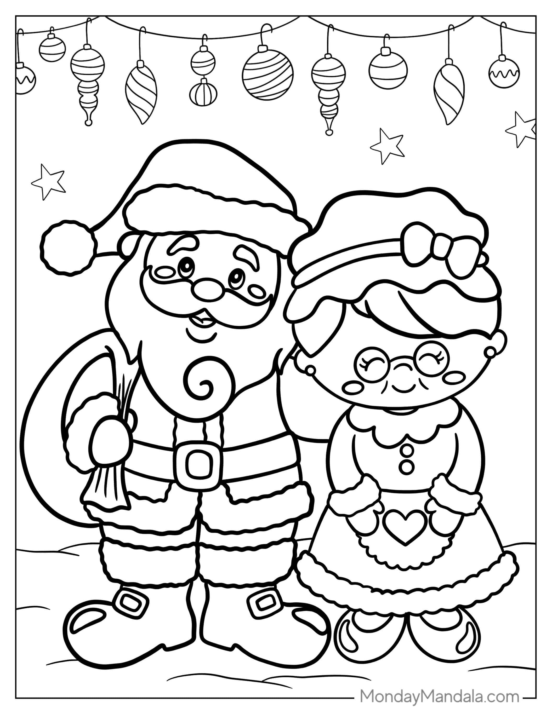 Mrs Claus And Mr Claus Coloring Sheet coloring page — printable line art