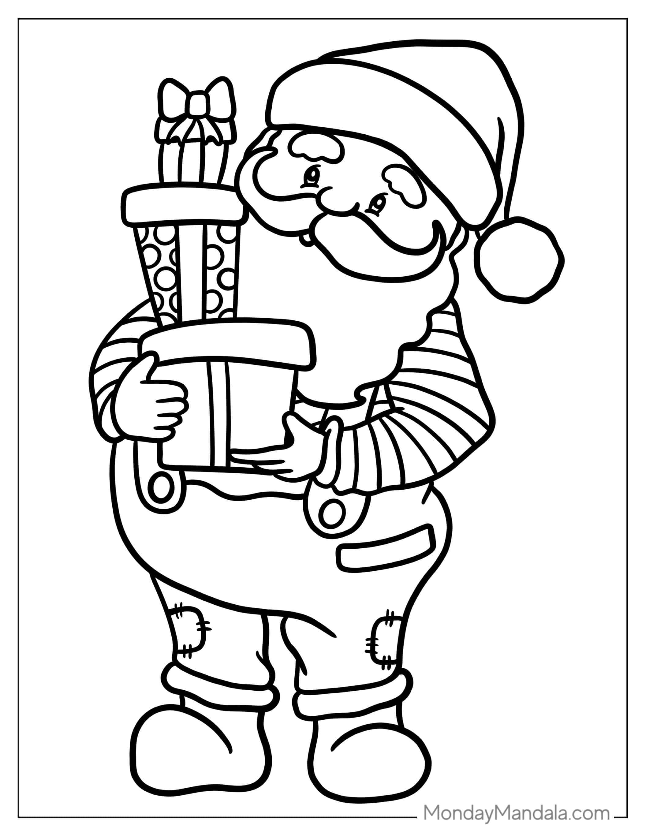 Santa Claus Holding Gifts For Children coloring page