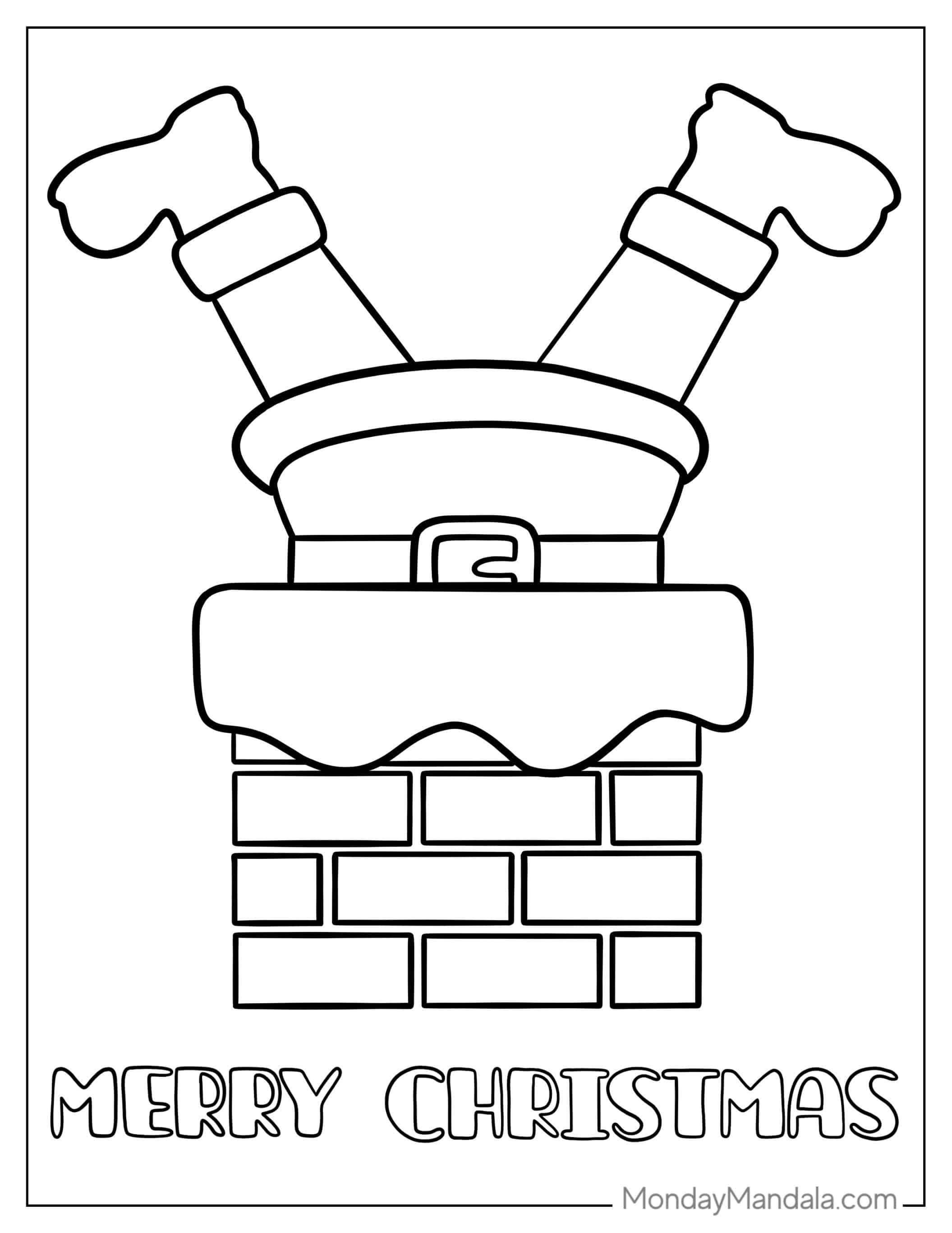 Santa Falling Into Chimney coloring page