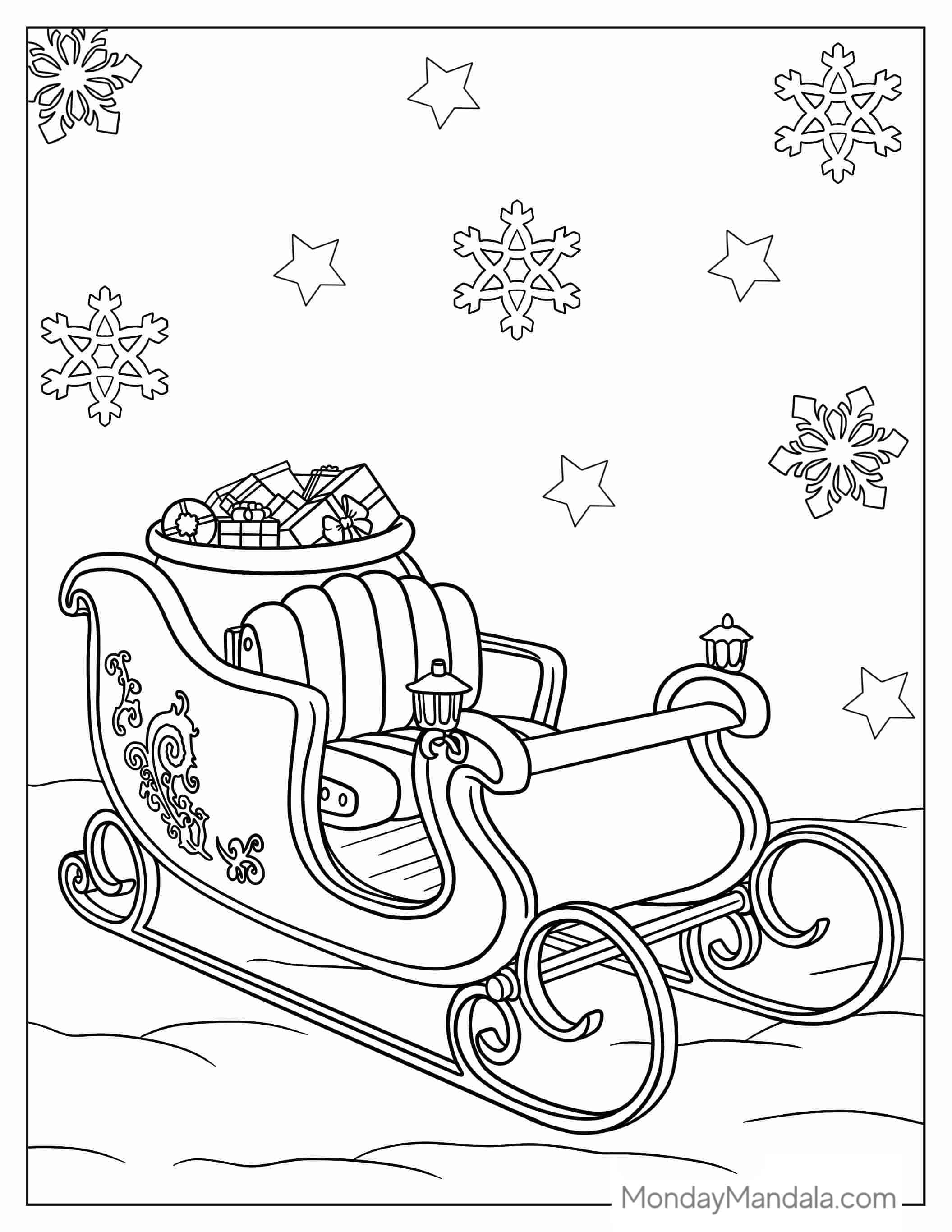 Santa_s Sleigh To Color coloring page — printable line art
