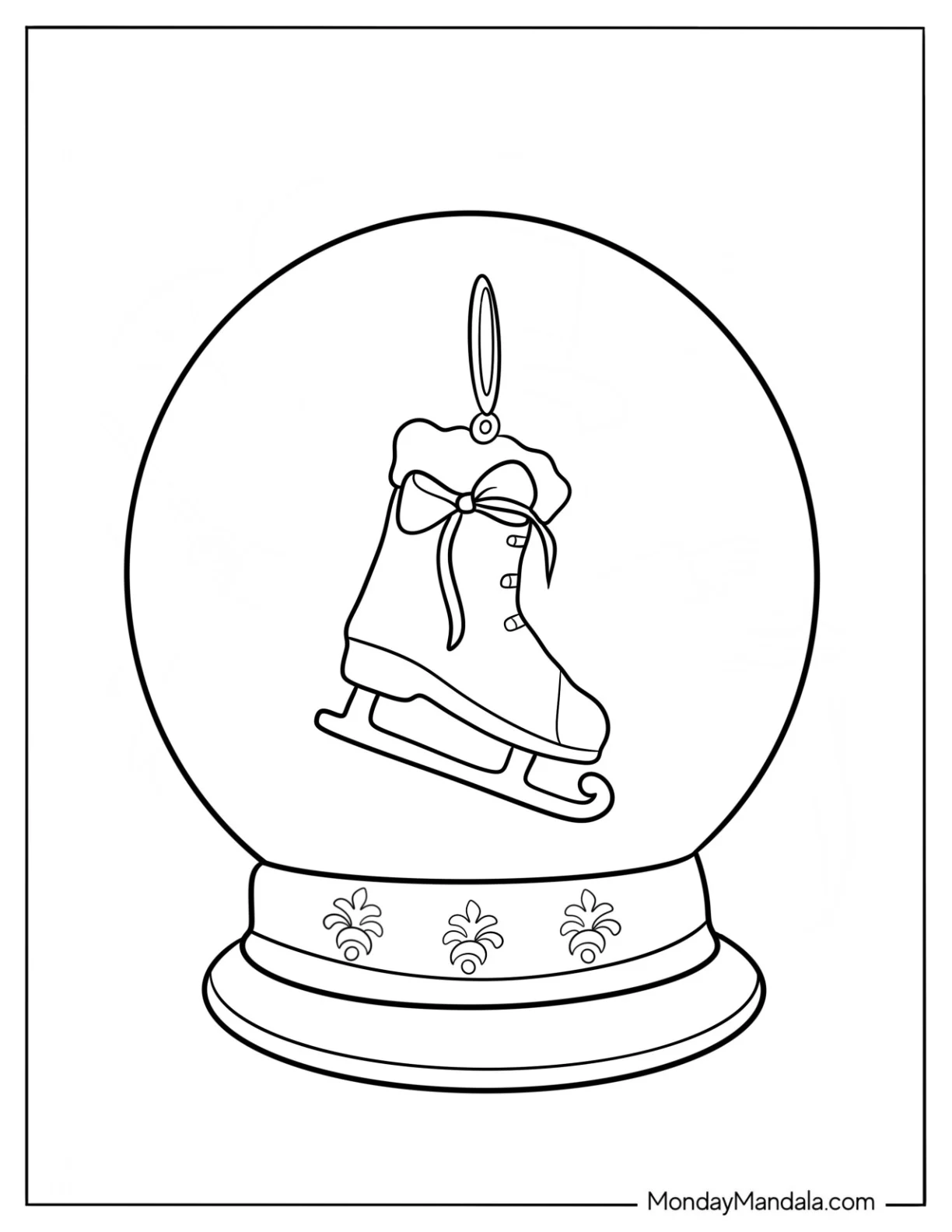 Easy Ice Skates Inside A Snow Globe Coloring Page For Kids coloring page
