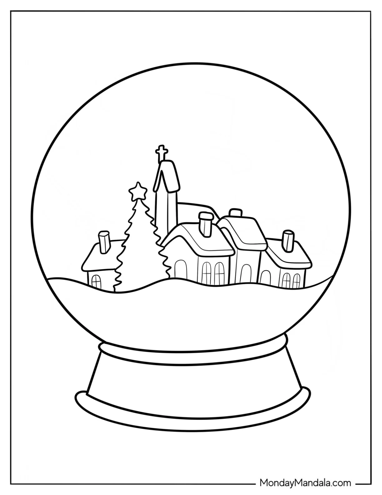 Winter Wonderland Snow Globe Coloring Page For Kids coloring page