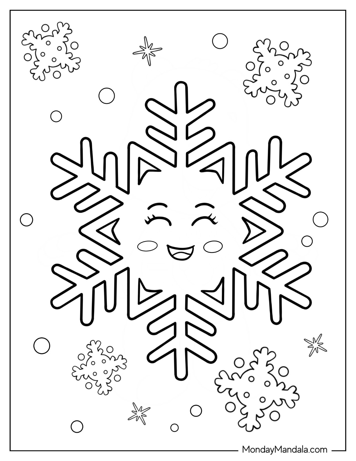 Blushing Snowflake Coloring Page For Kids coloring page — printable line art