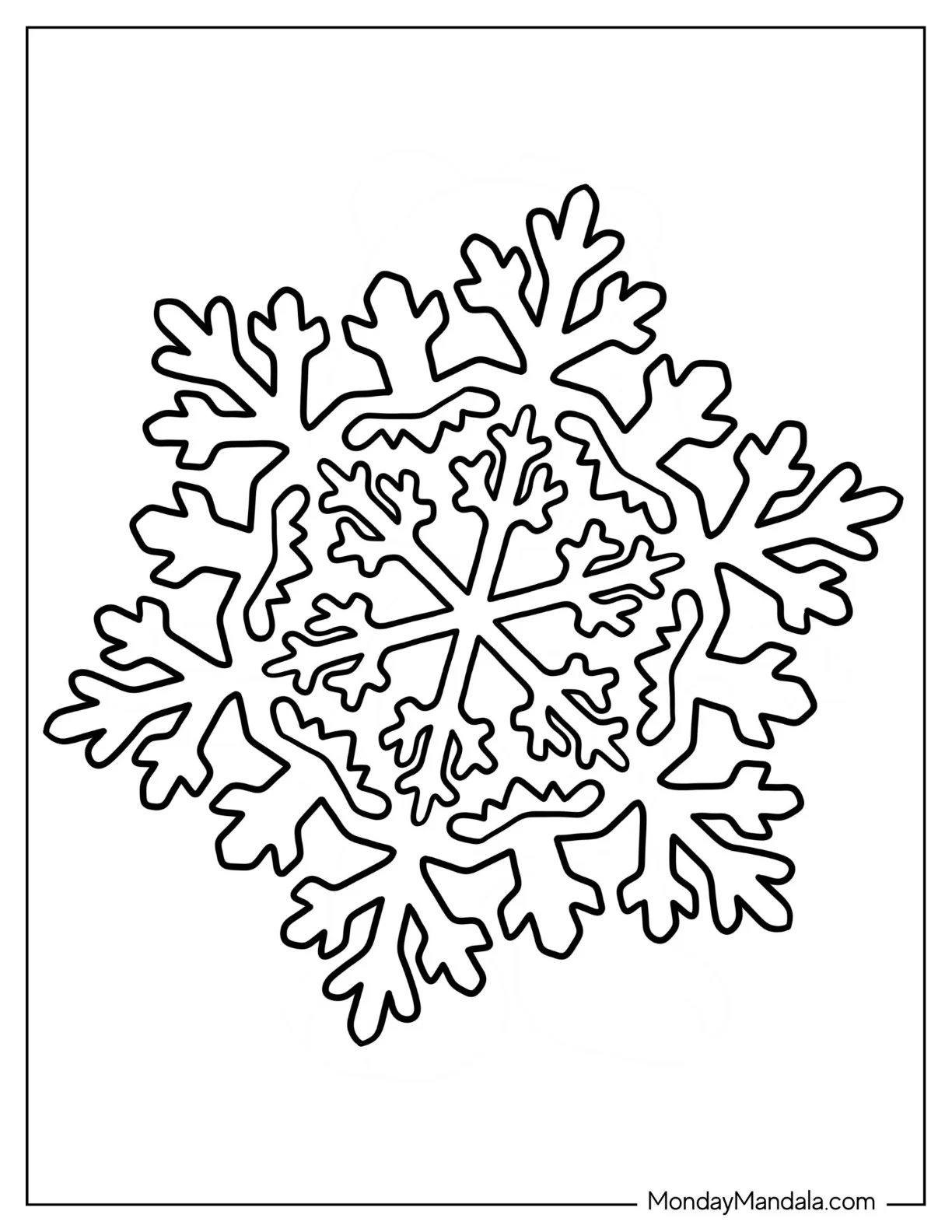 Detailed Crystal Snowflake Coloring Page coloring page — printable line art