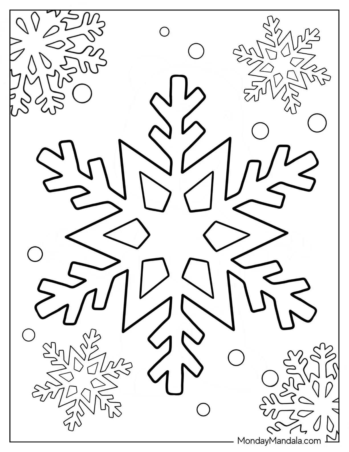 Easy Snowflake Coloring Page Outline For Kids coloring page