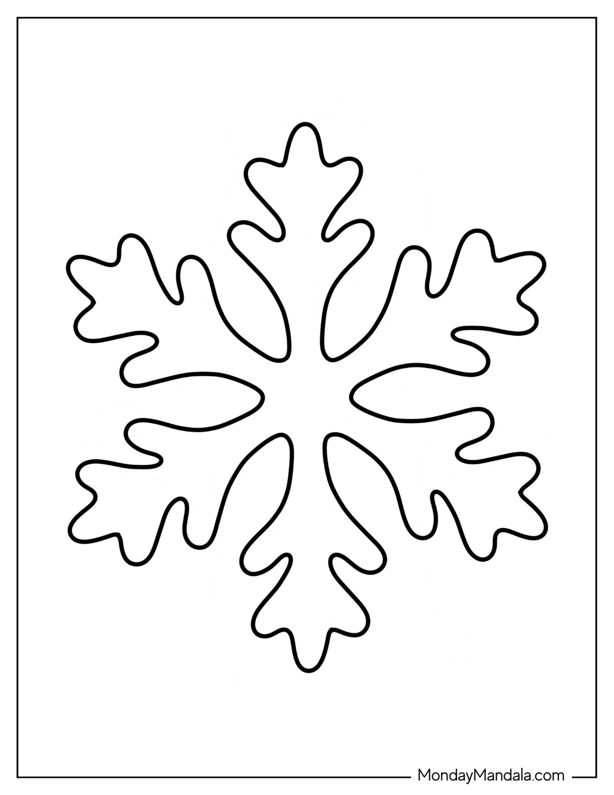 Simple Fernlike Snowflake Coloring Page coloring page