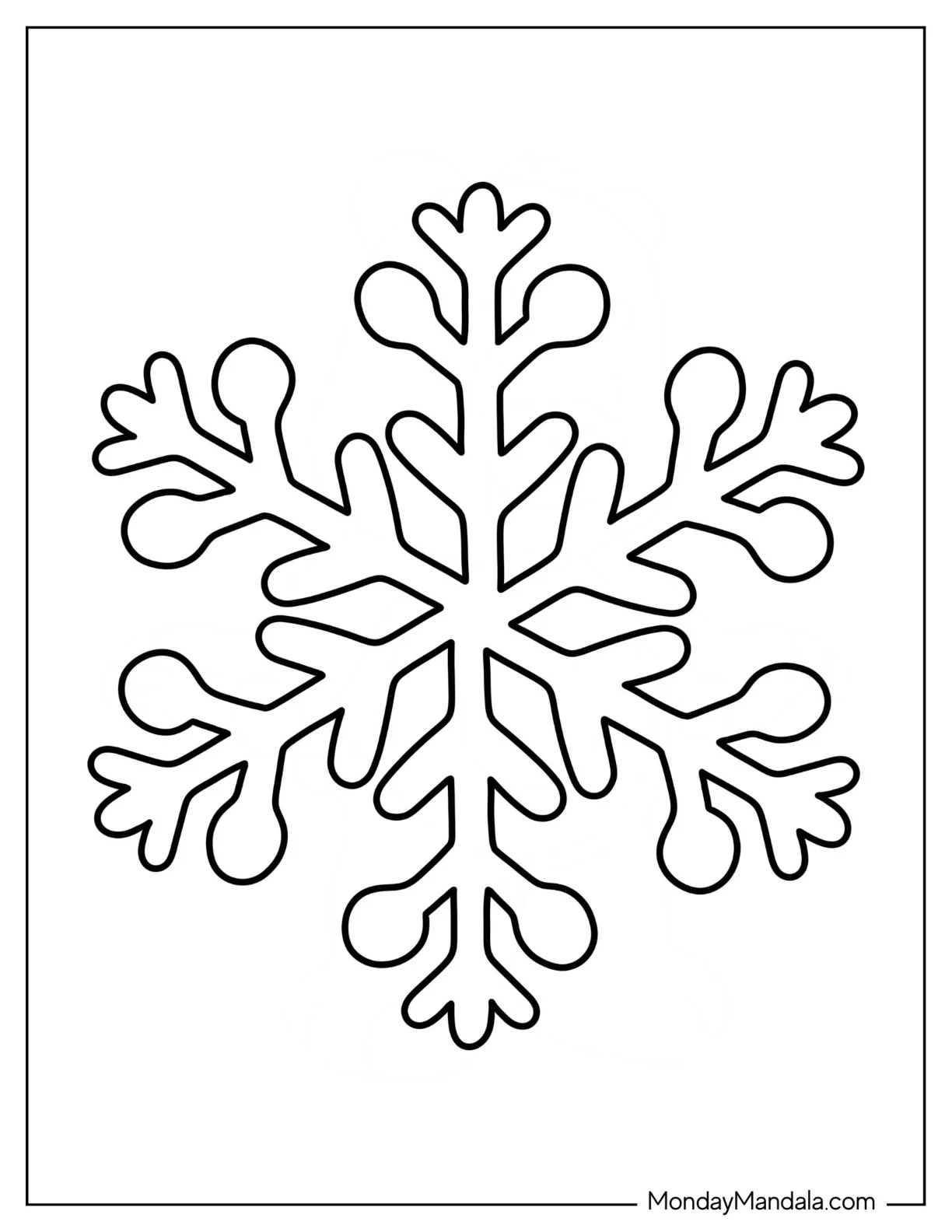 Stellar Dendrite Snowflake Coloring Page Outline coloring page